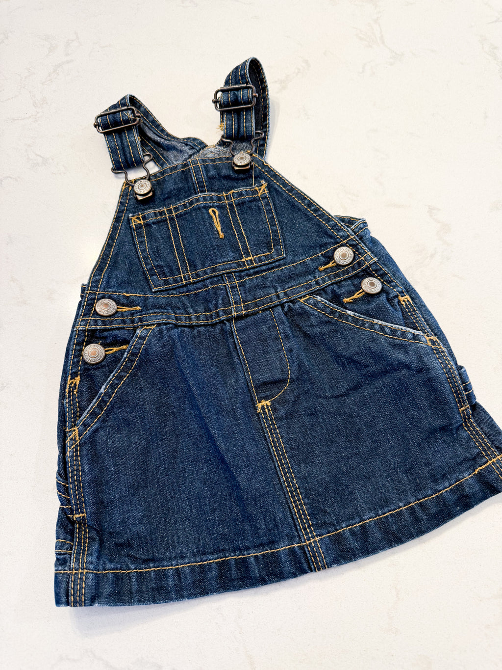 Old Navy- 6-12m- VGUC- Jean overall dress
