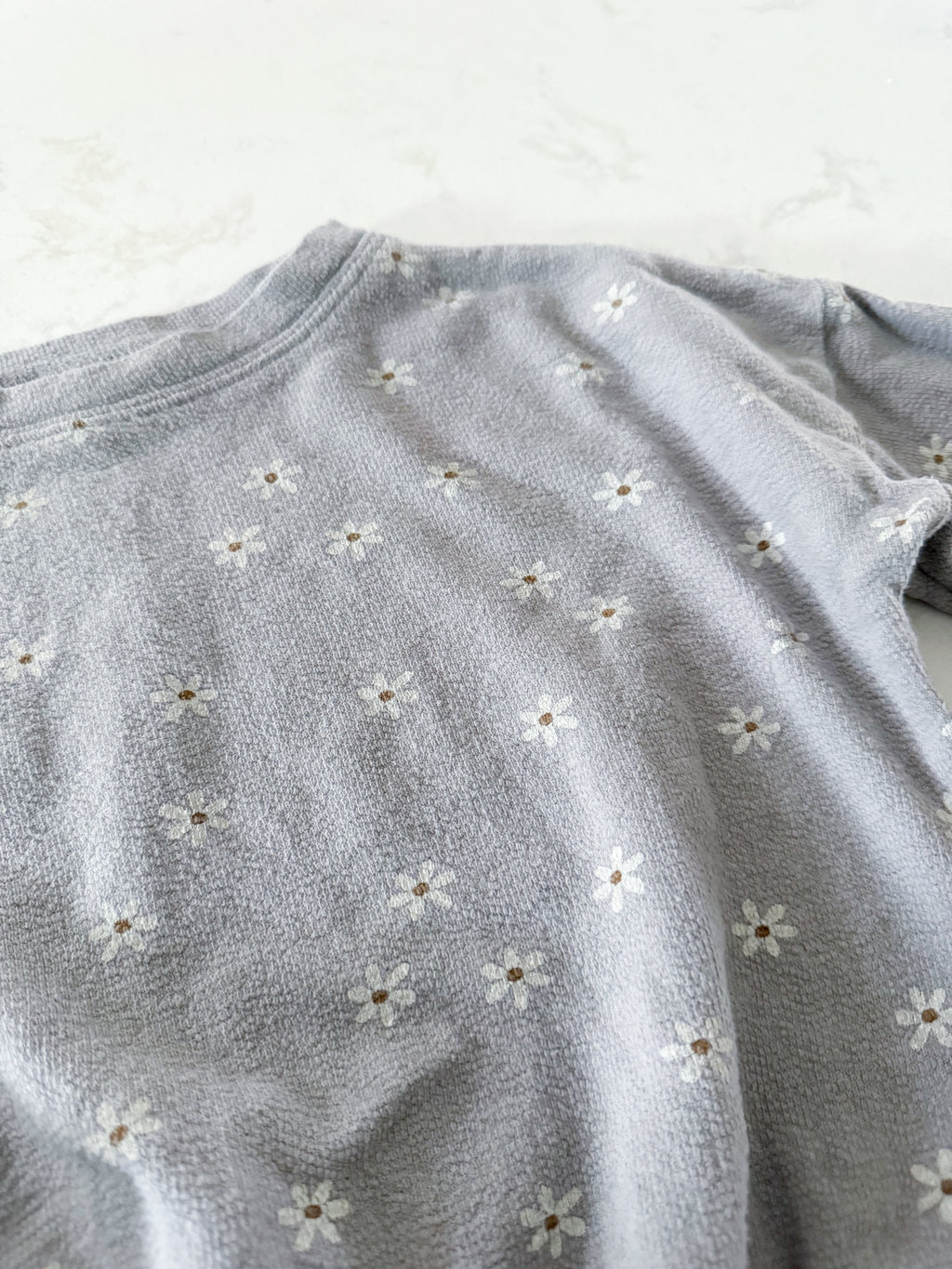 Rylee and Cru- 2-3Y- GUC- light grey sweat suit with white daisies