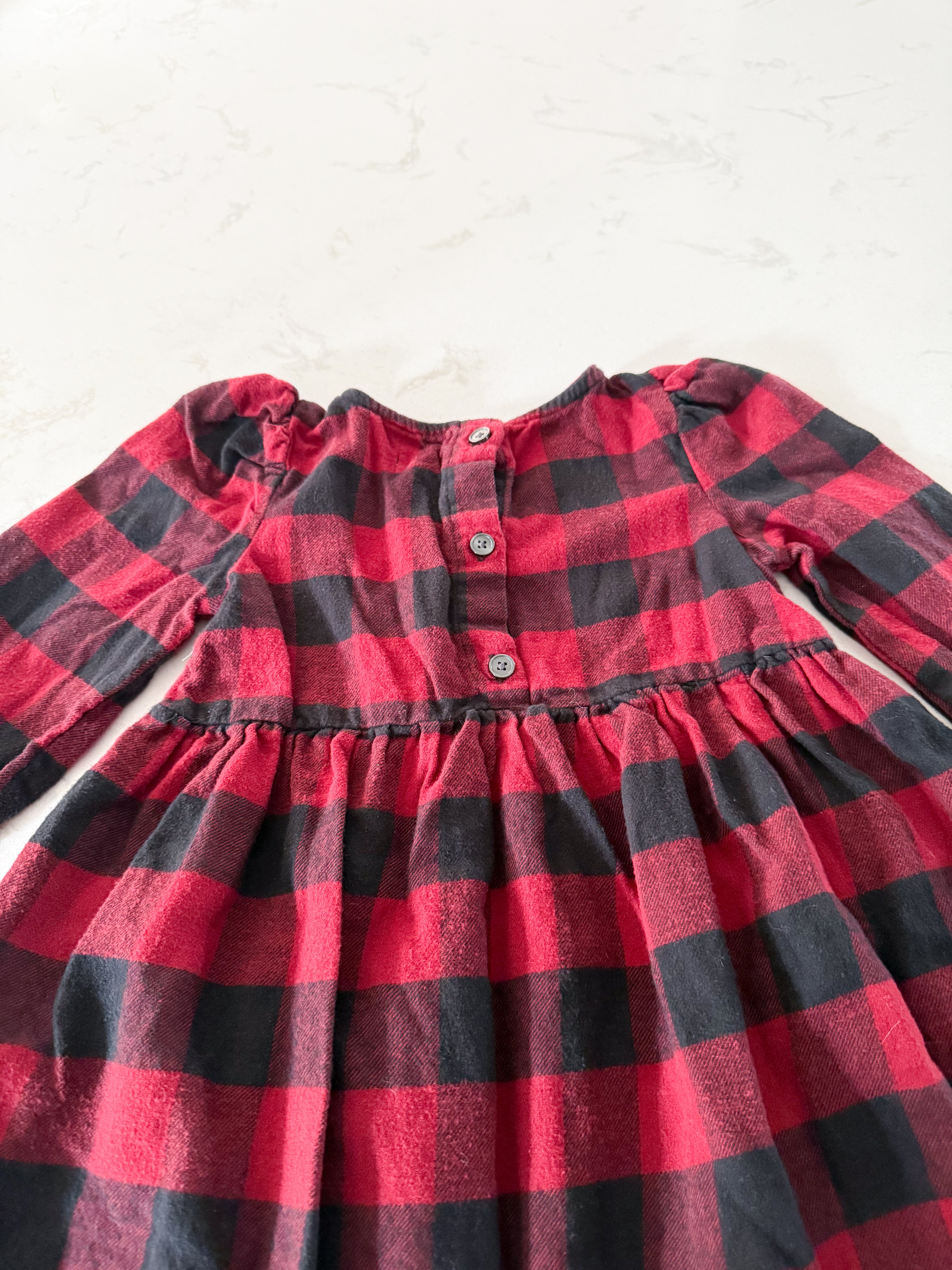 Rise Little Earthling- 4-5Y- GUC- black and red checkered long sleeve dress