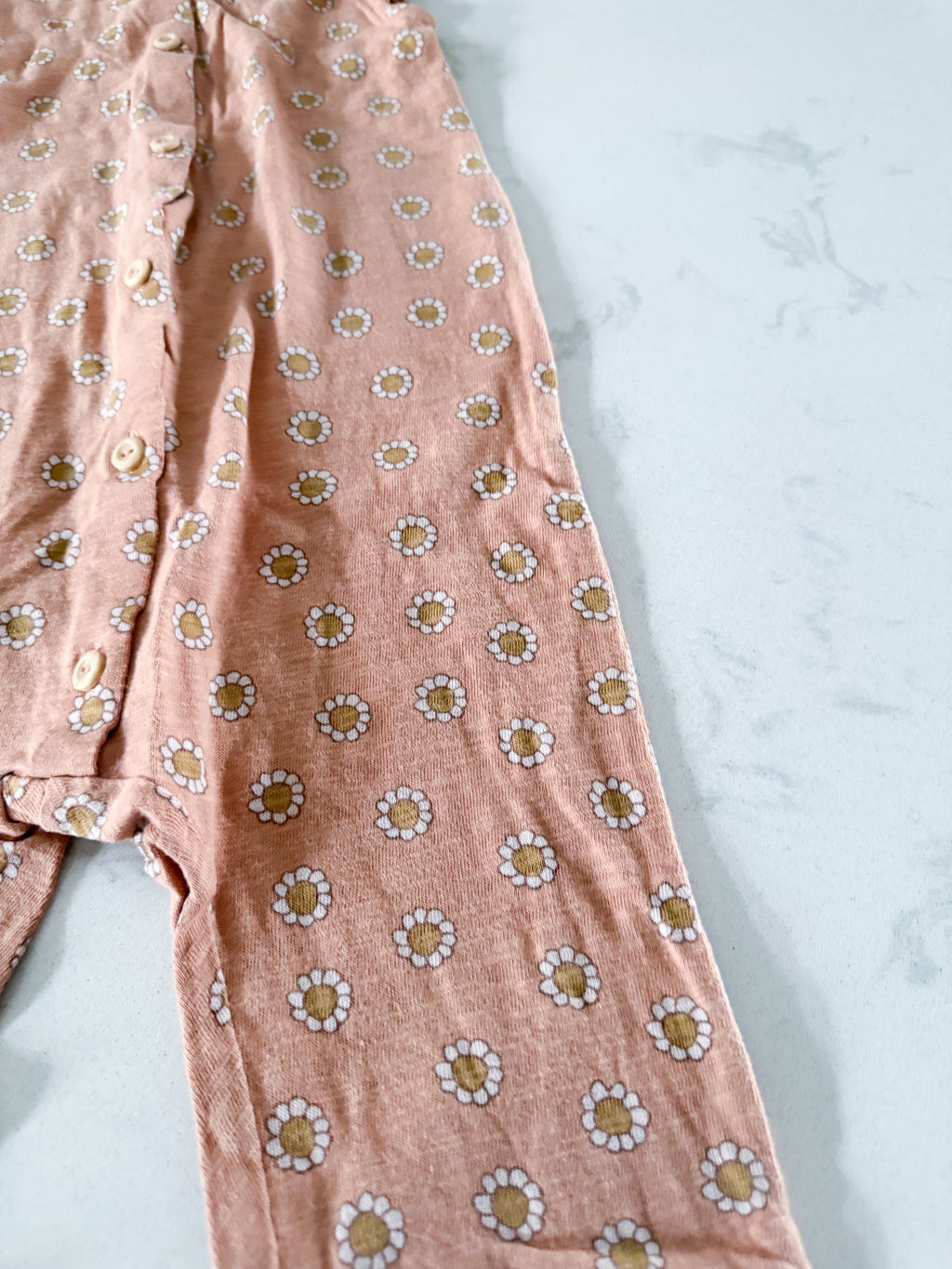 H&M- 3T- VGUC- rust brown tank romper with flowers