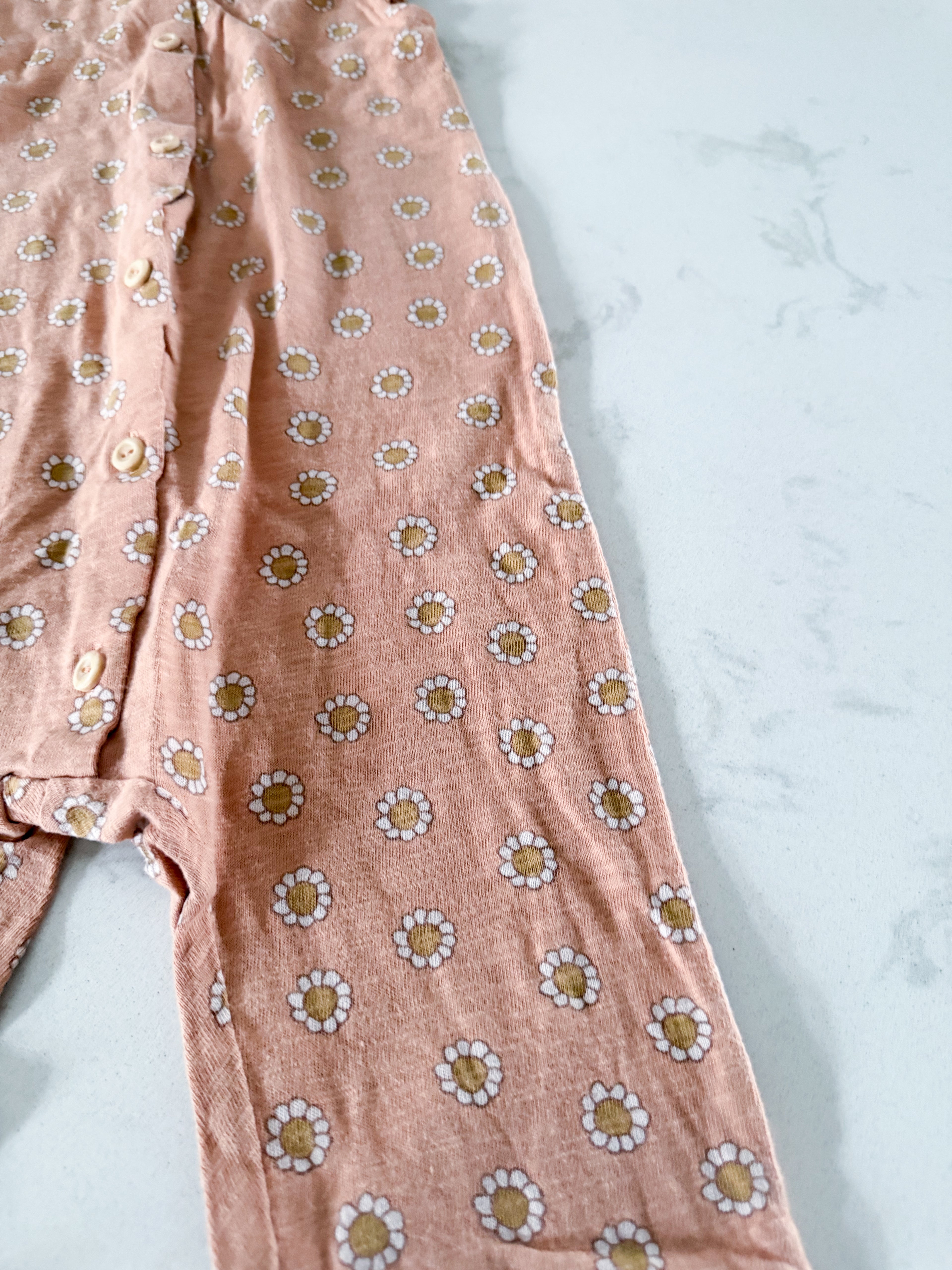 H&M- 3T- VGUC- rust brown tank romper with flowers