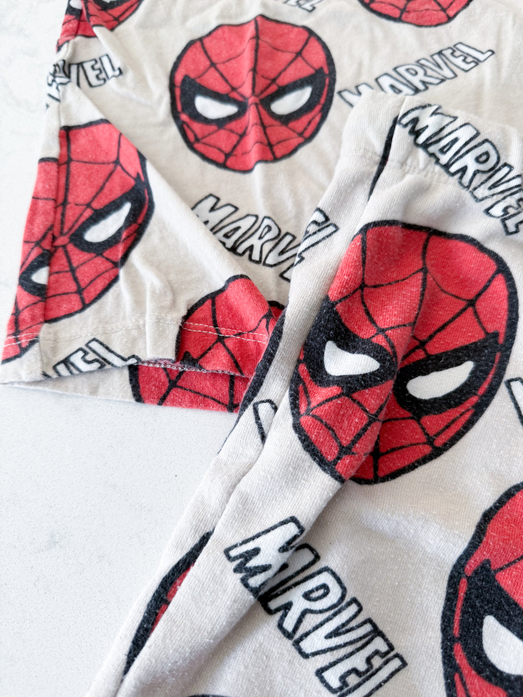 H&M- 6X/7- PLAY- beige two piece set with Spiderman graphics