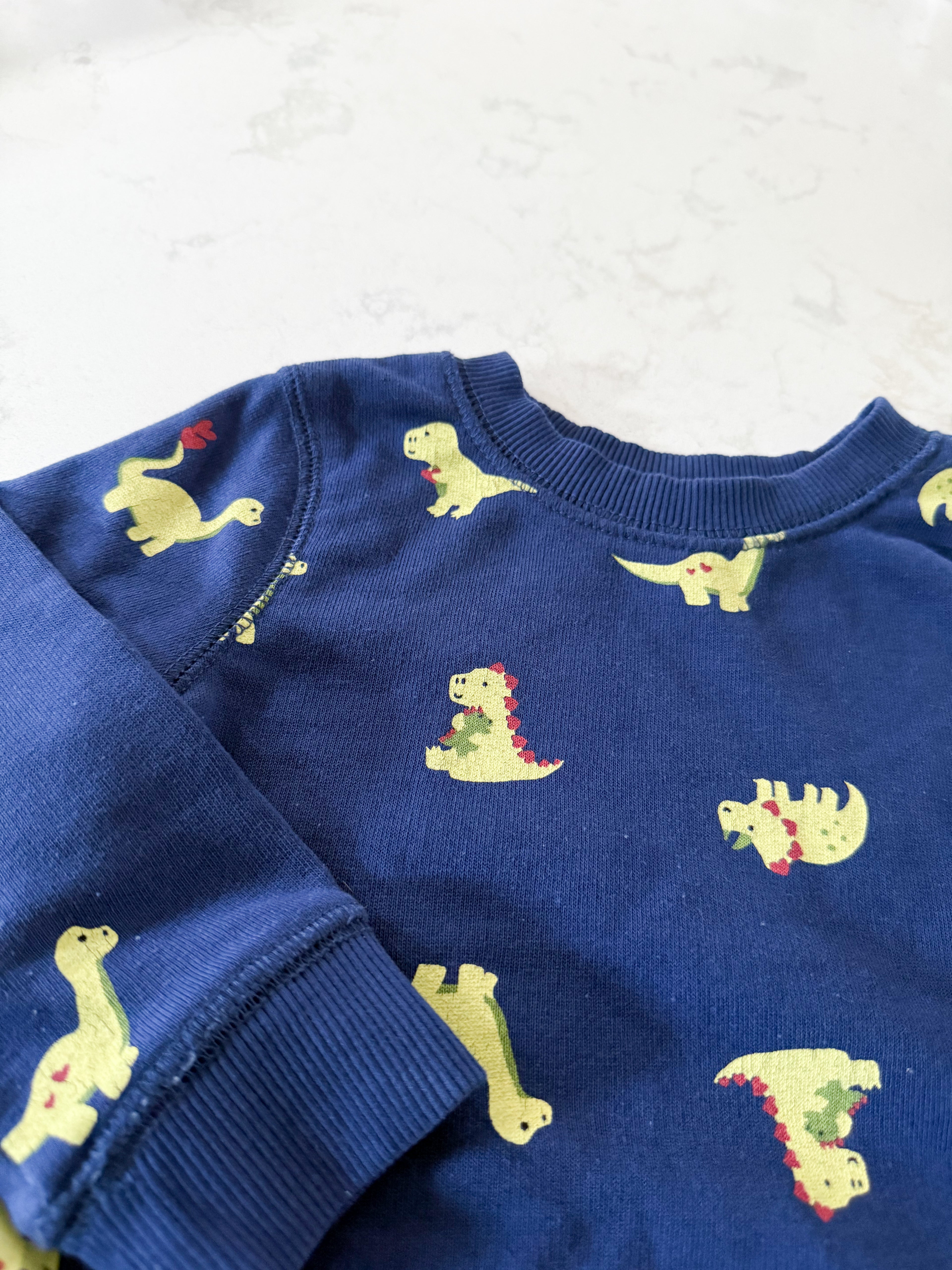 Joe Fresh- 12-18m- PLAY- navy blue matching Dino sweat set