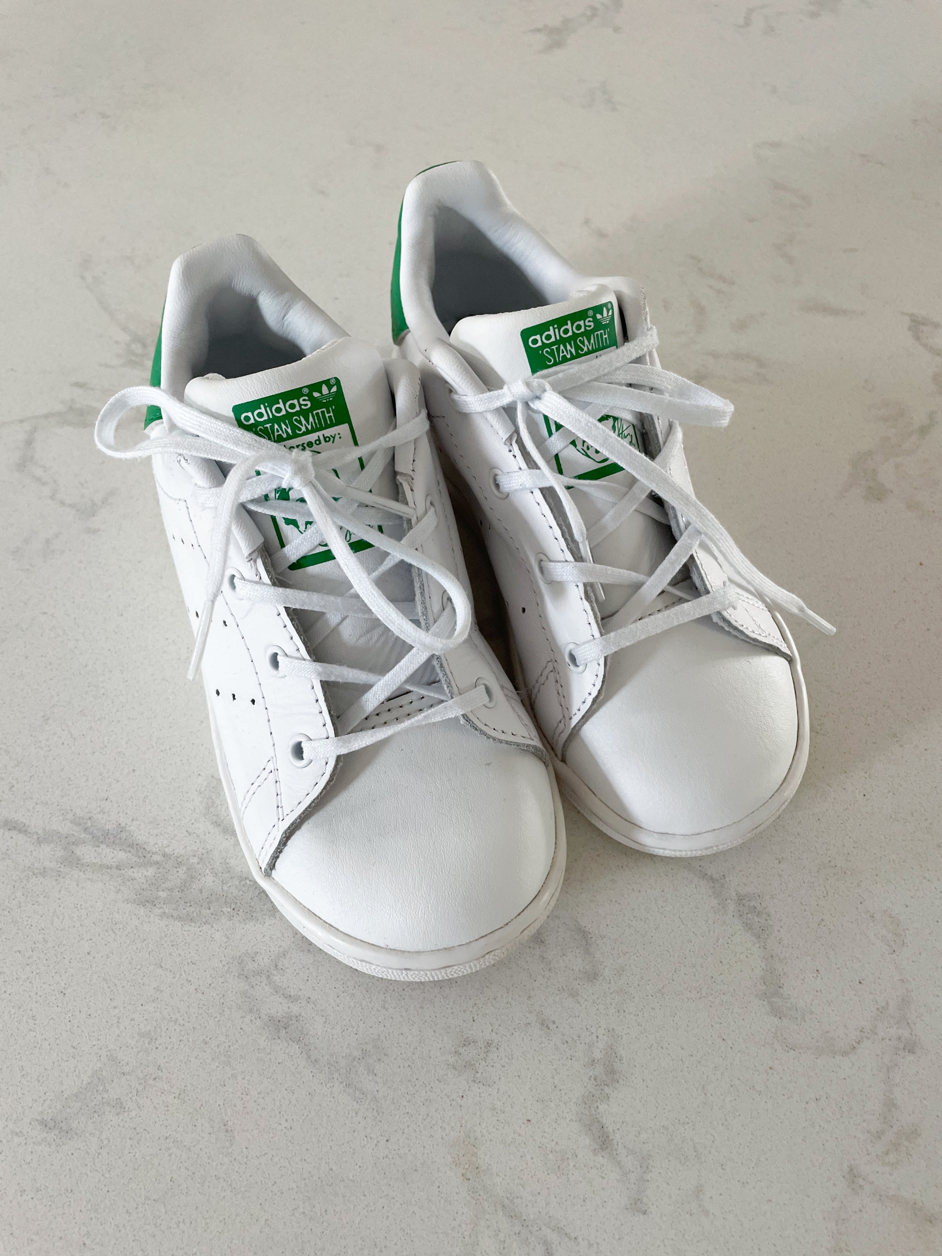 Adidas+ Stan Smith collab-8C- white shoes with green.