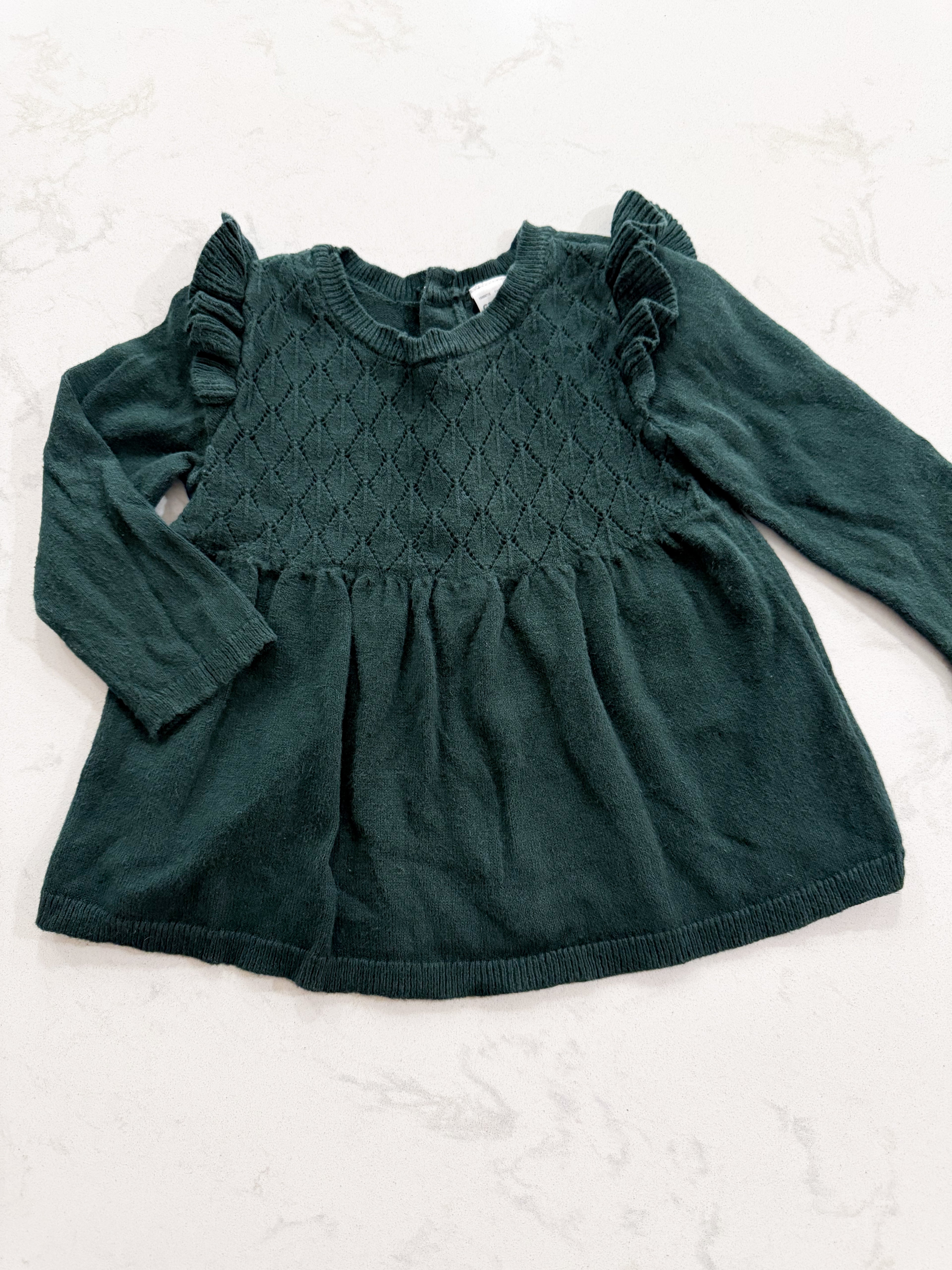 Carter’s-9m- GUC- Forest Green knit dress