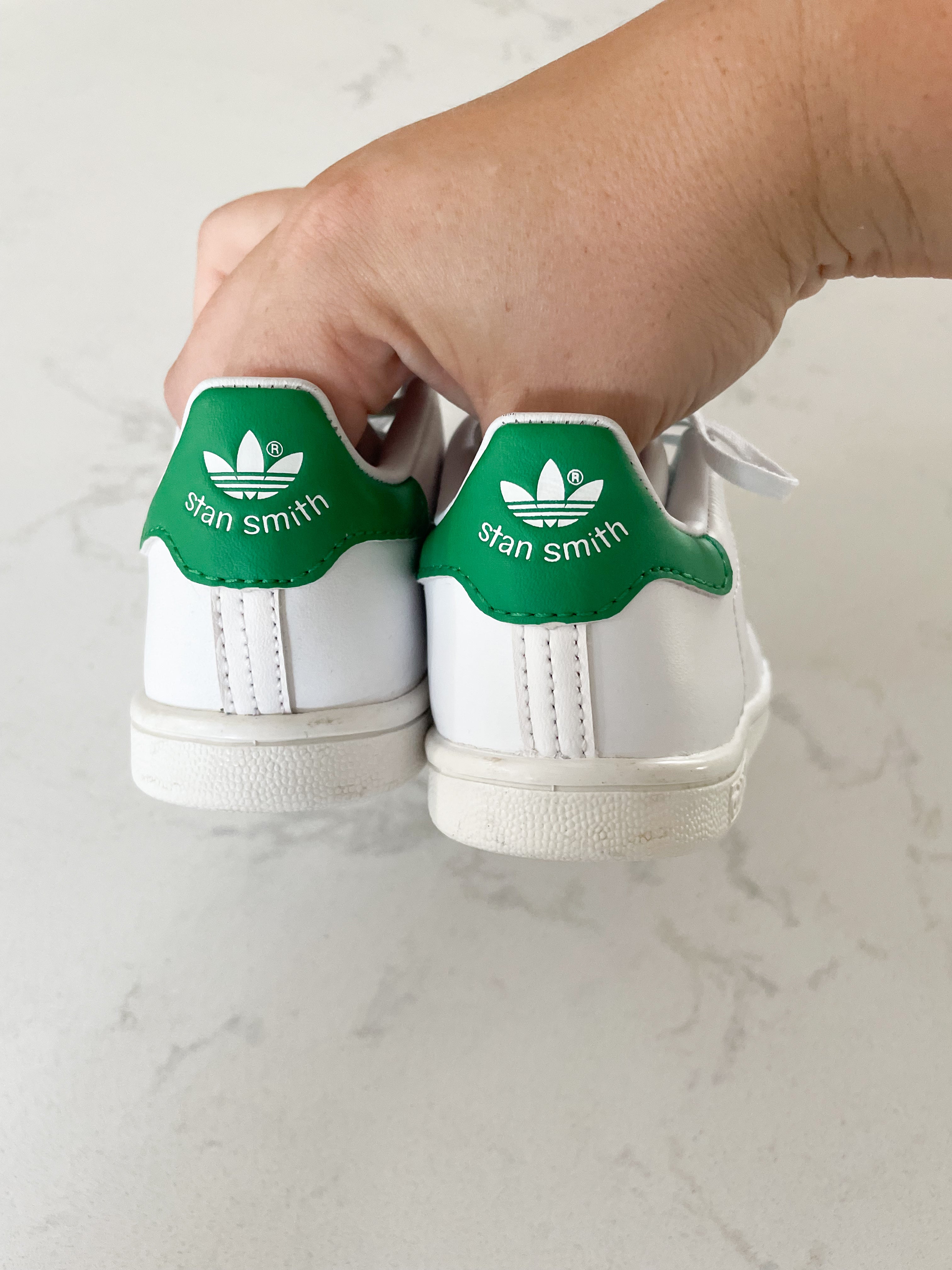 Adidas+ Stan Smith collab-8C- white shoes with green.