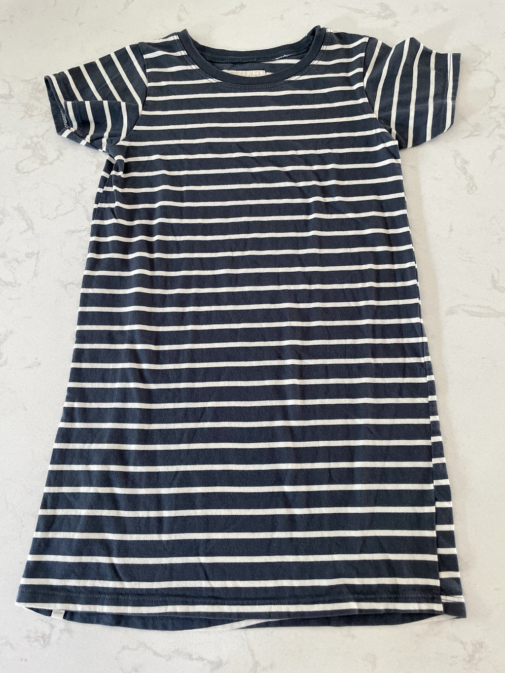 Mini Mioche- 7Y- grey and white striped casual dress