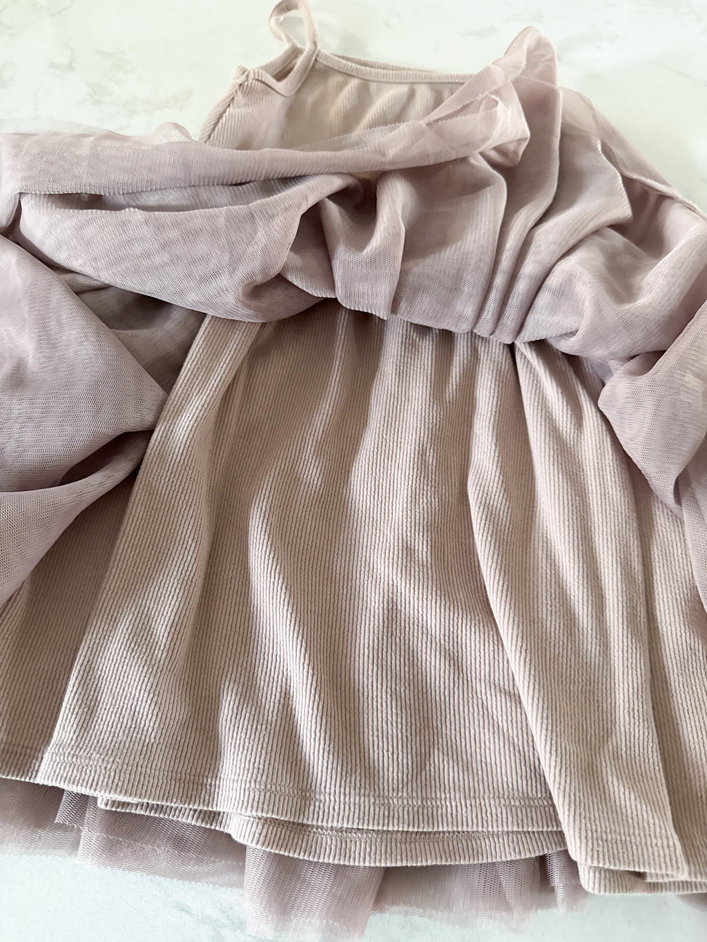 Old Navy- 5T- GUC- brown tank dress with tulle skirt