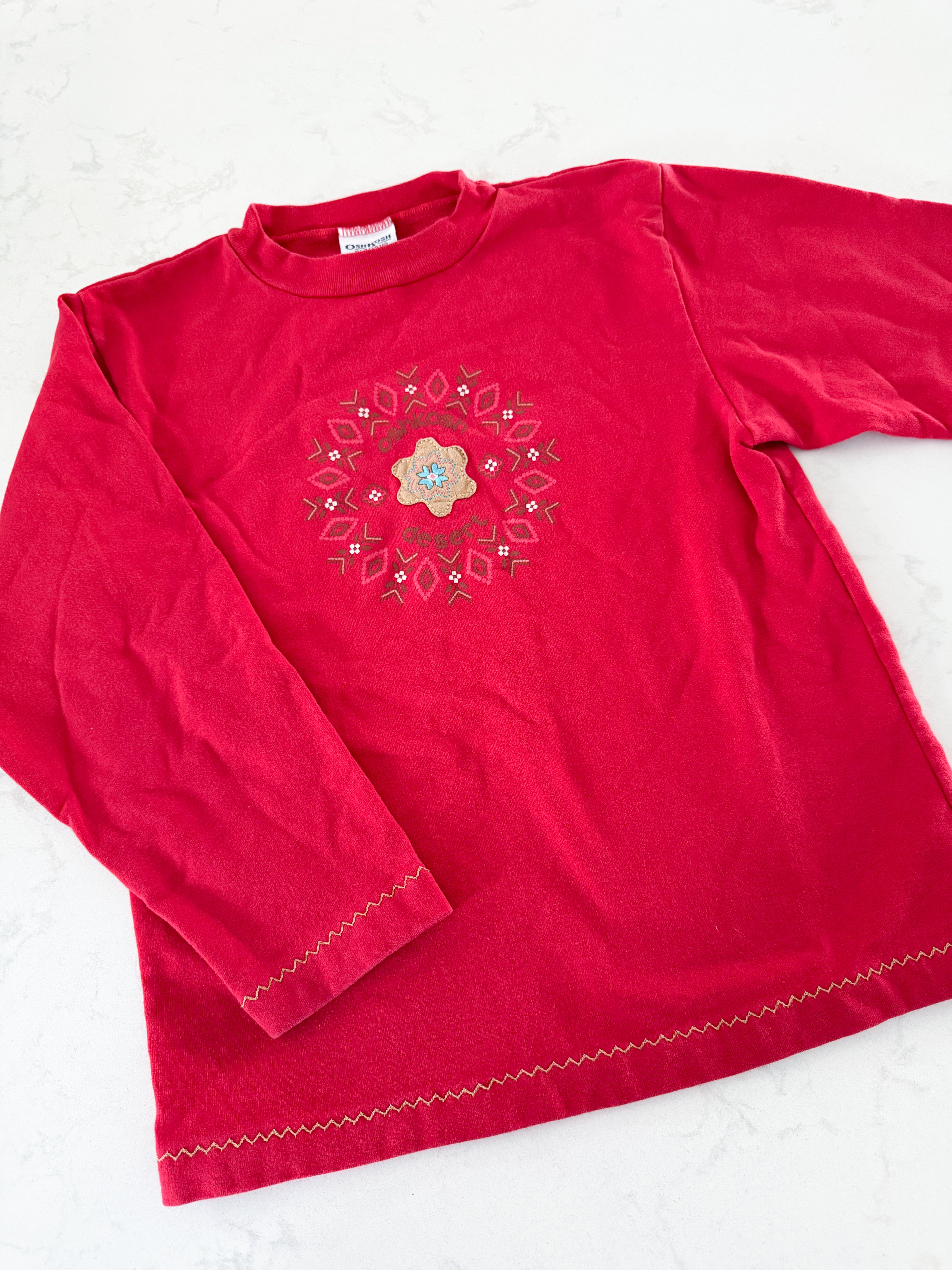 Oshkosh(1994-1999)- 6X (fits large)- VGUC- red vintage long sleeve shirt