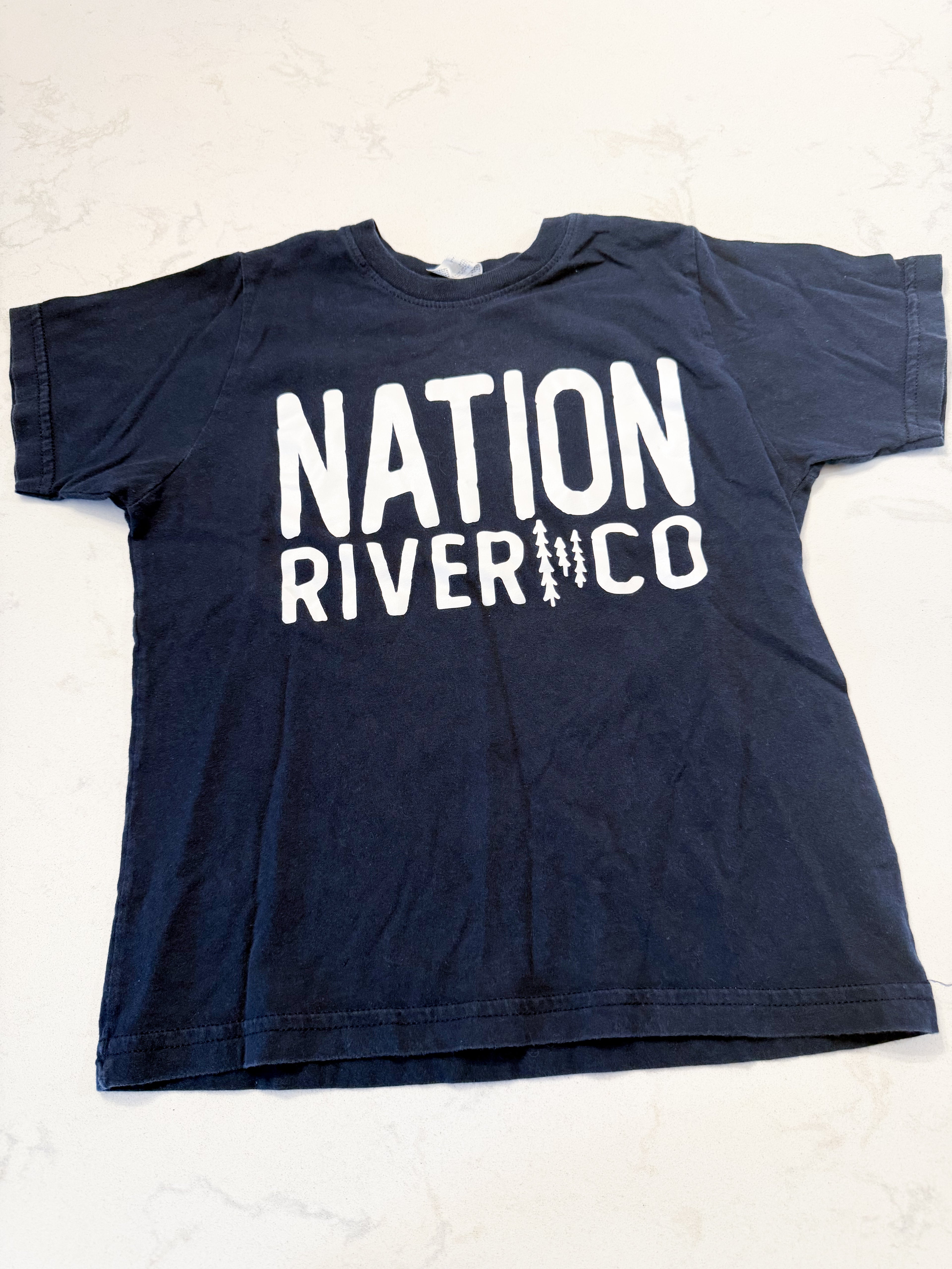 Nation River Co.- 5/6Y- GUC- navy blue t shirt with logo