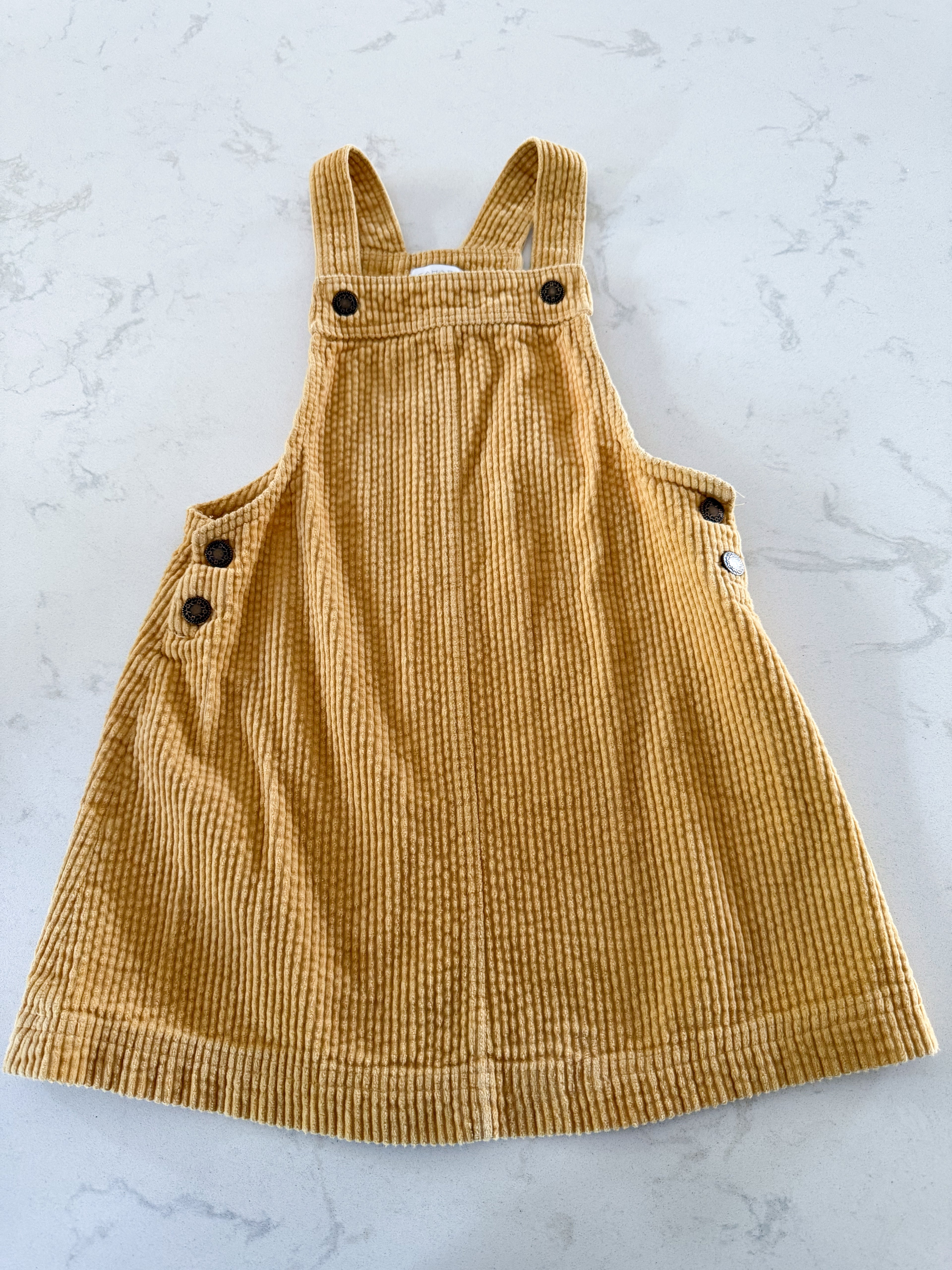 Tahari-5-6Y- VGUC- yellow corduroy overall dress
