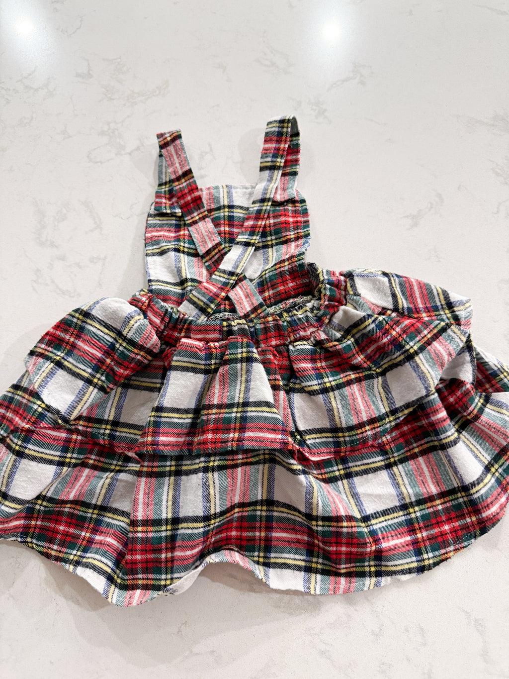 No brand- 12-18m- PLAY- red and white plaid overall dress