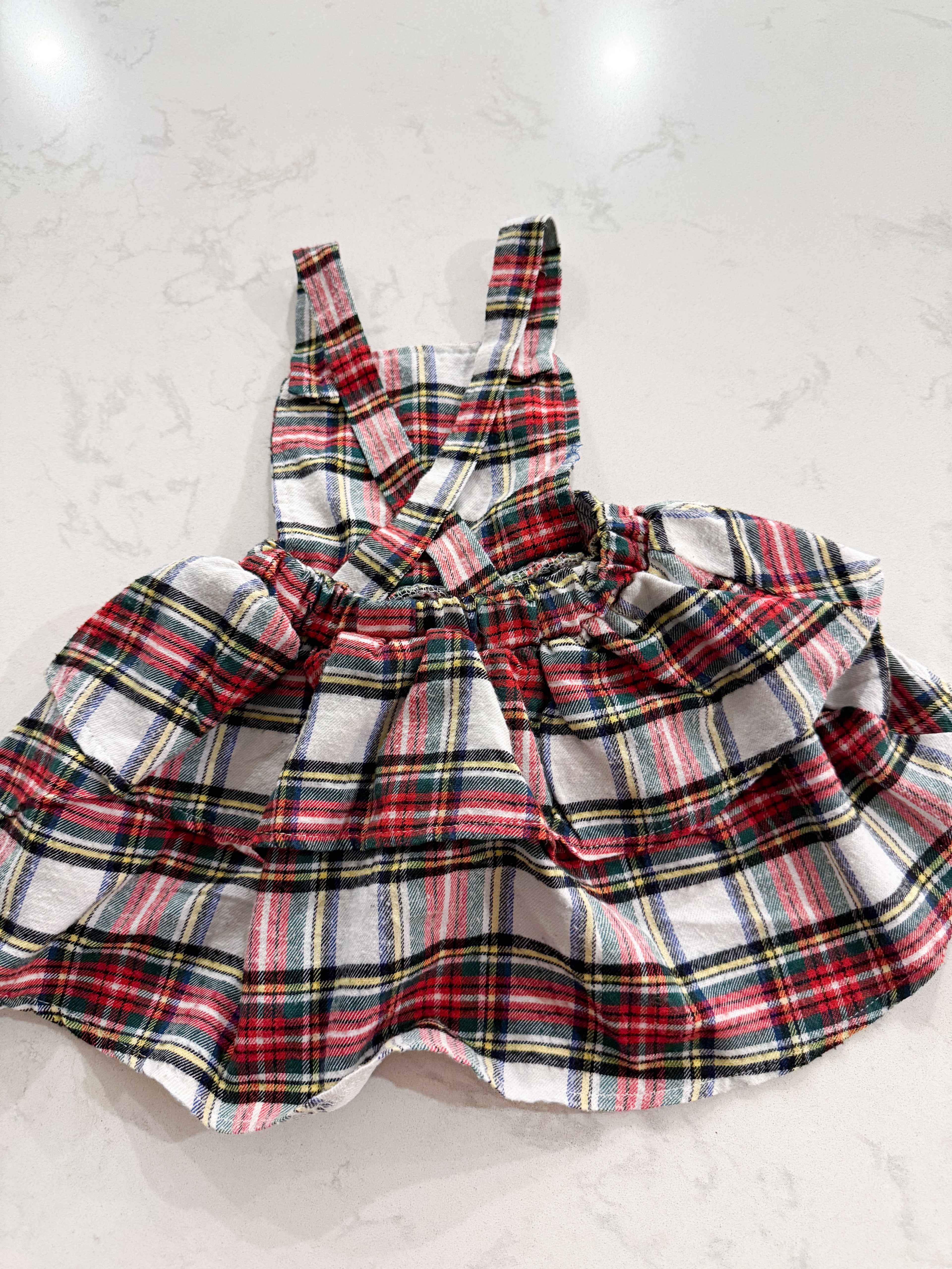 No brand- 12-18m- PLAY- red and white plaid overall dress