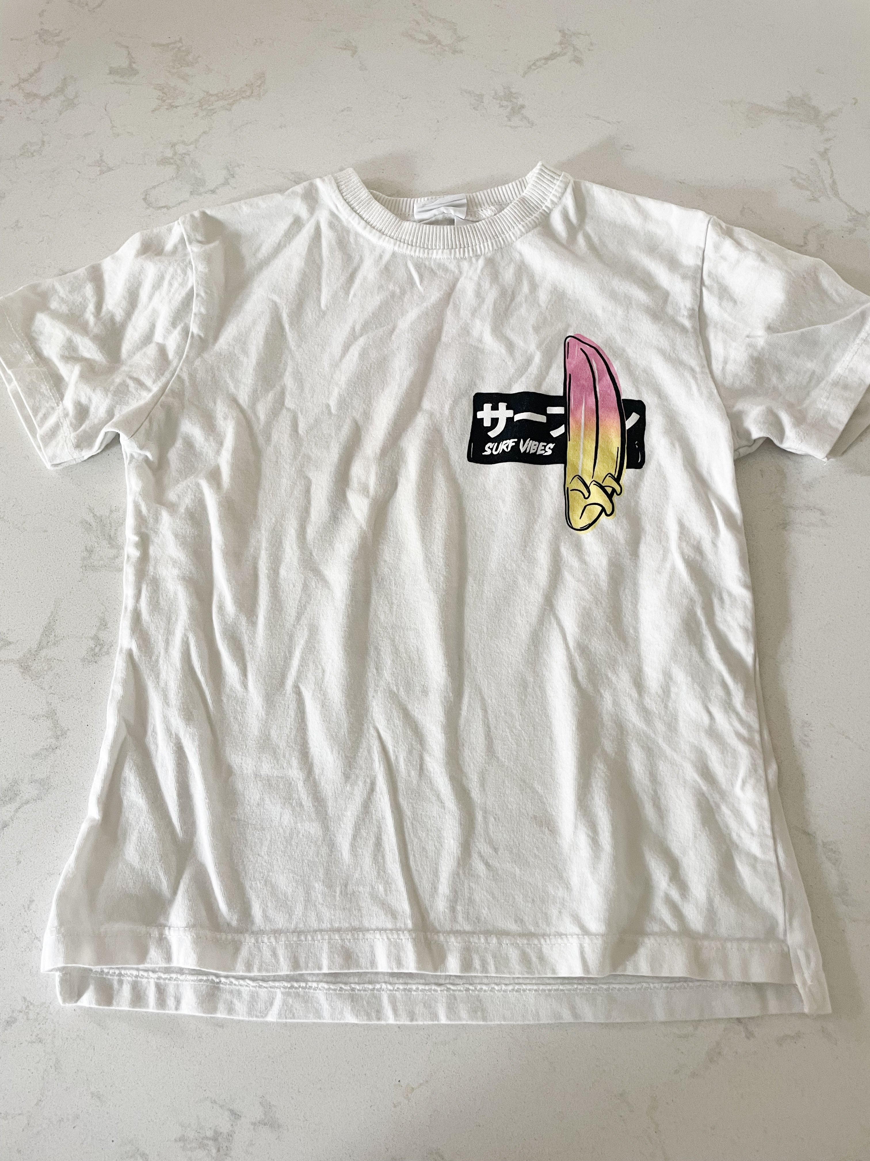 Zara-4-5Y-GUC- white t shirt with surf board