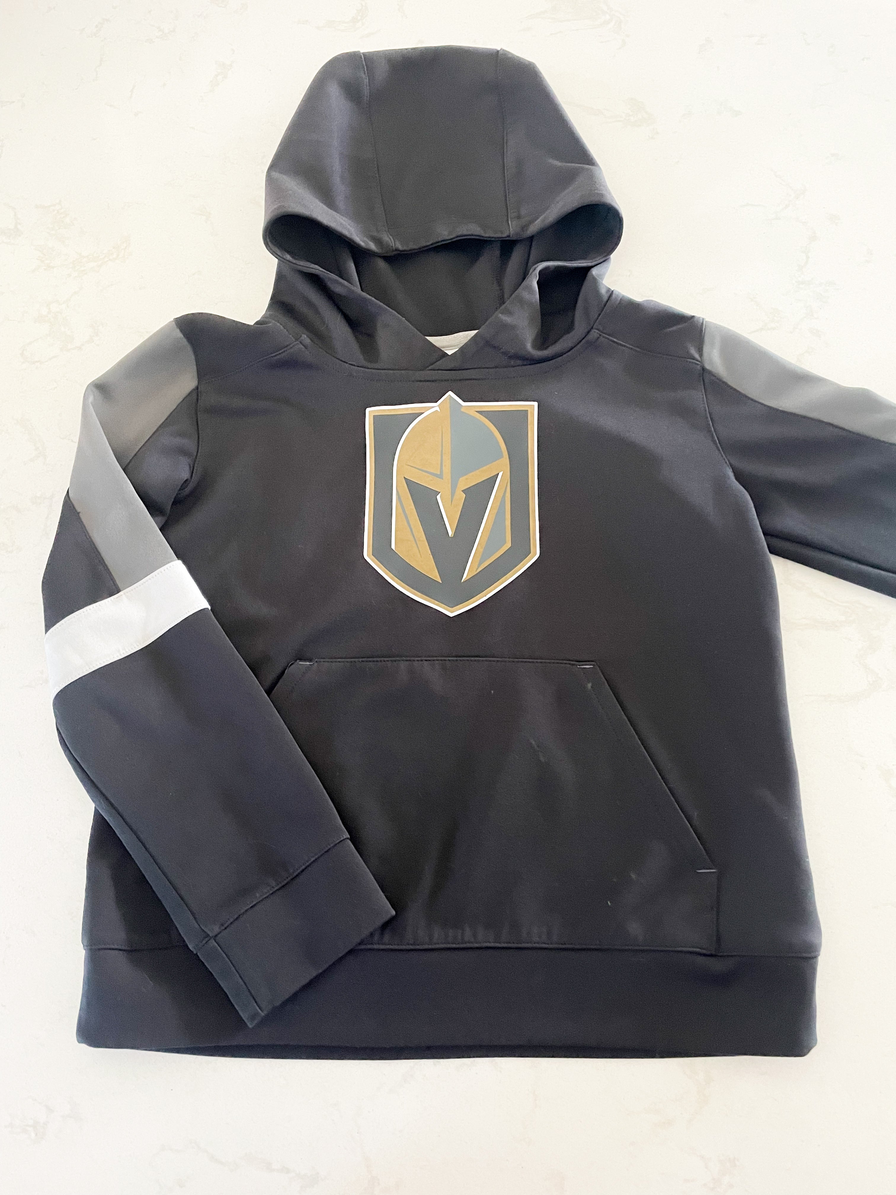 NHL- 8Y- PLAY- black athletic hoodie with Las Vegas team graphic on front