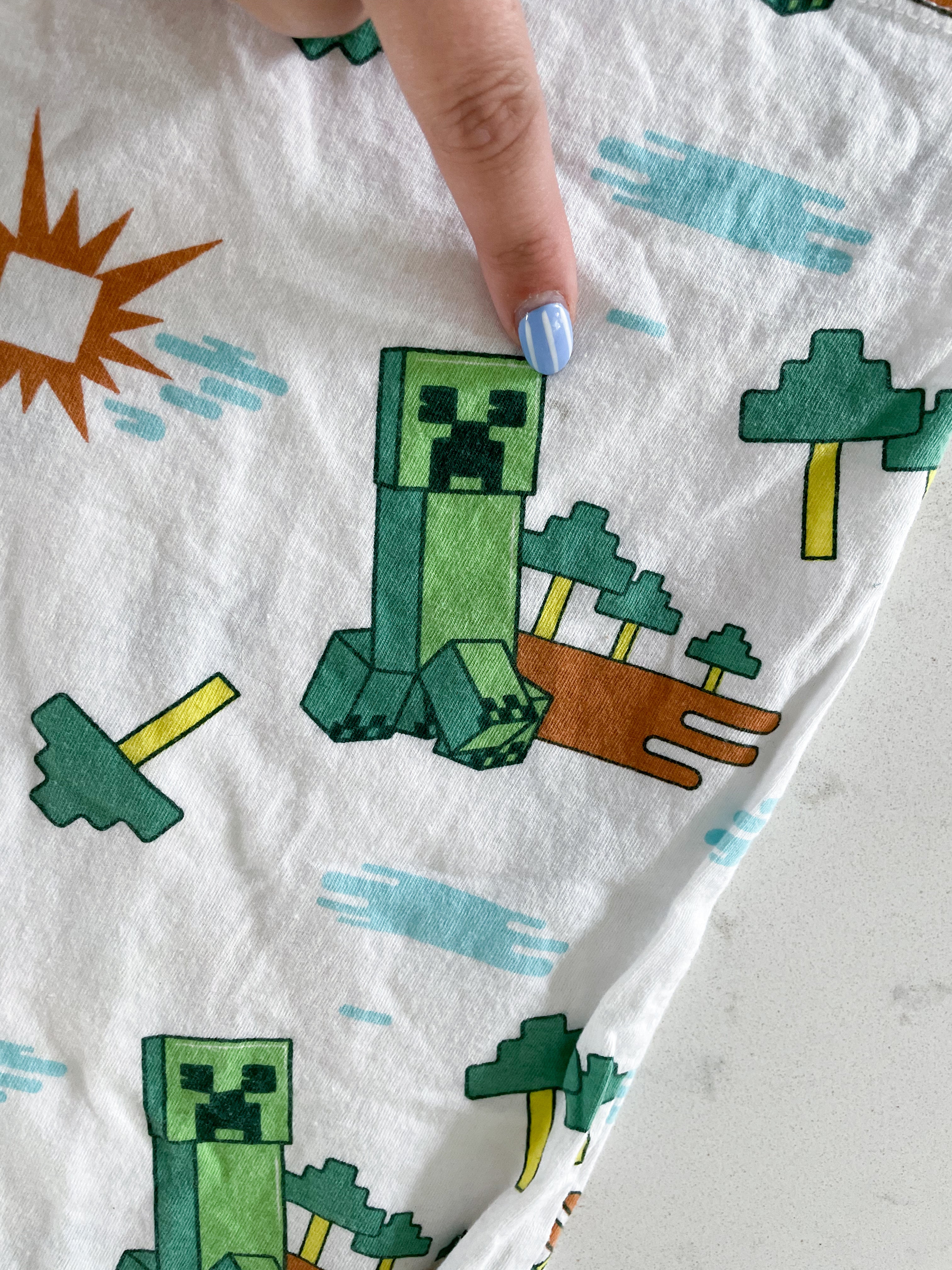 Old Navy- 14-16Y- white t shirt with Minecraft creepers all over