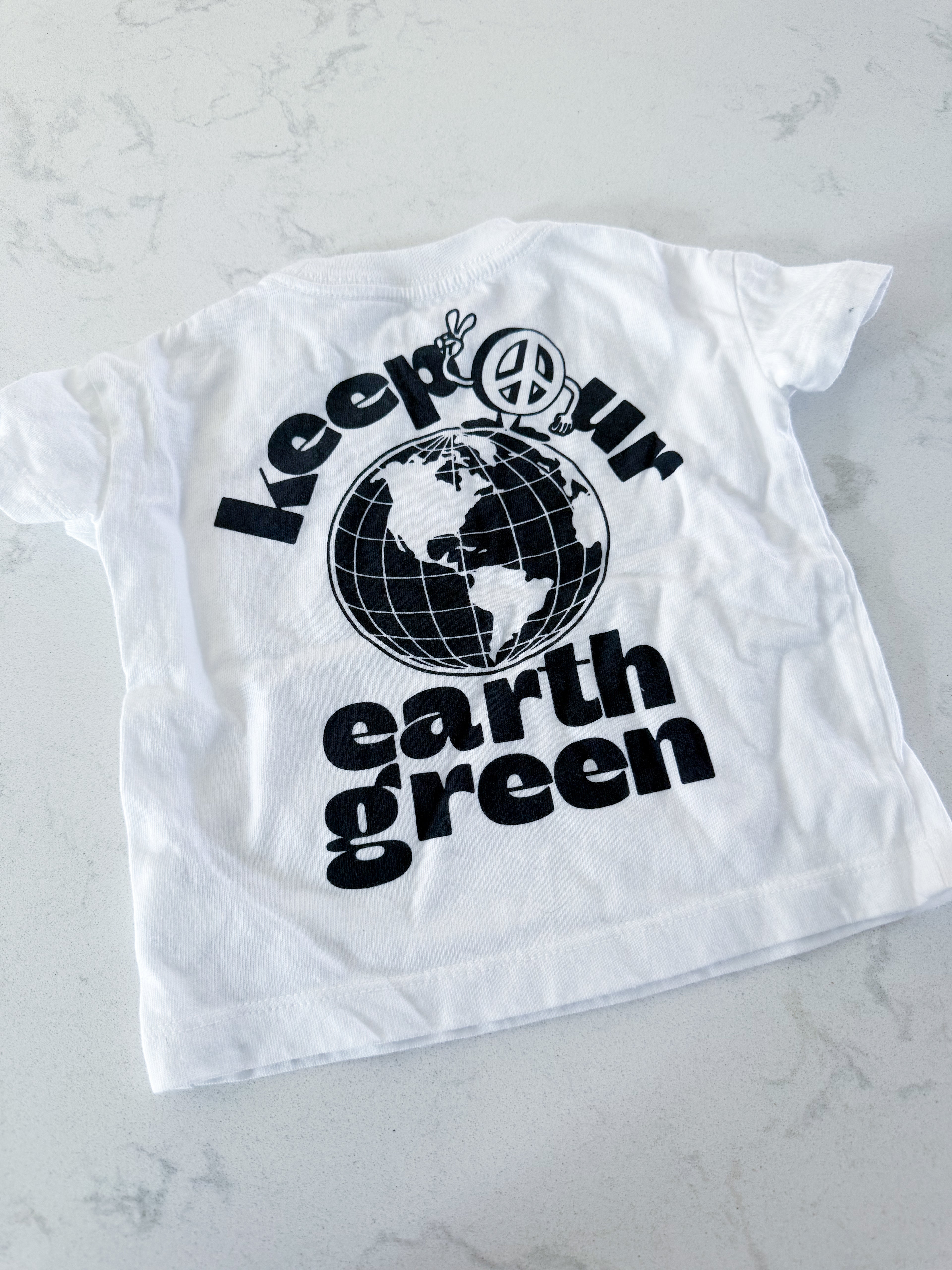 Baby Gap- 6-12m- PLAY- white t shirt with keep our earth green graphic