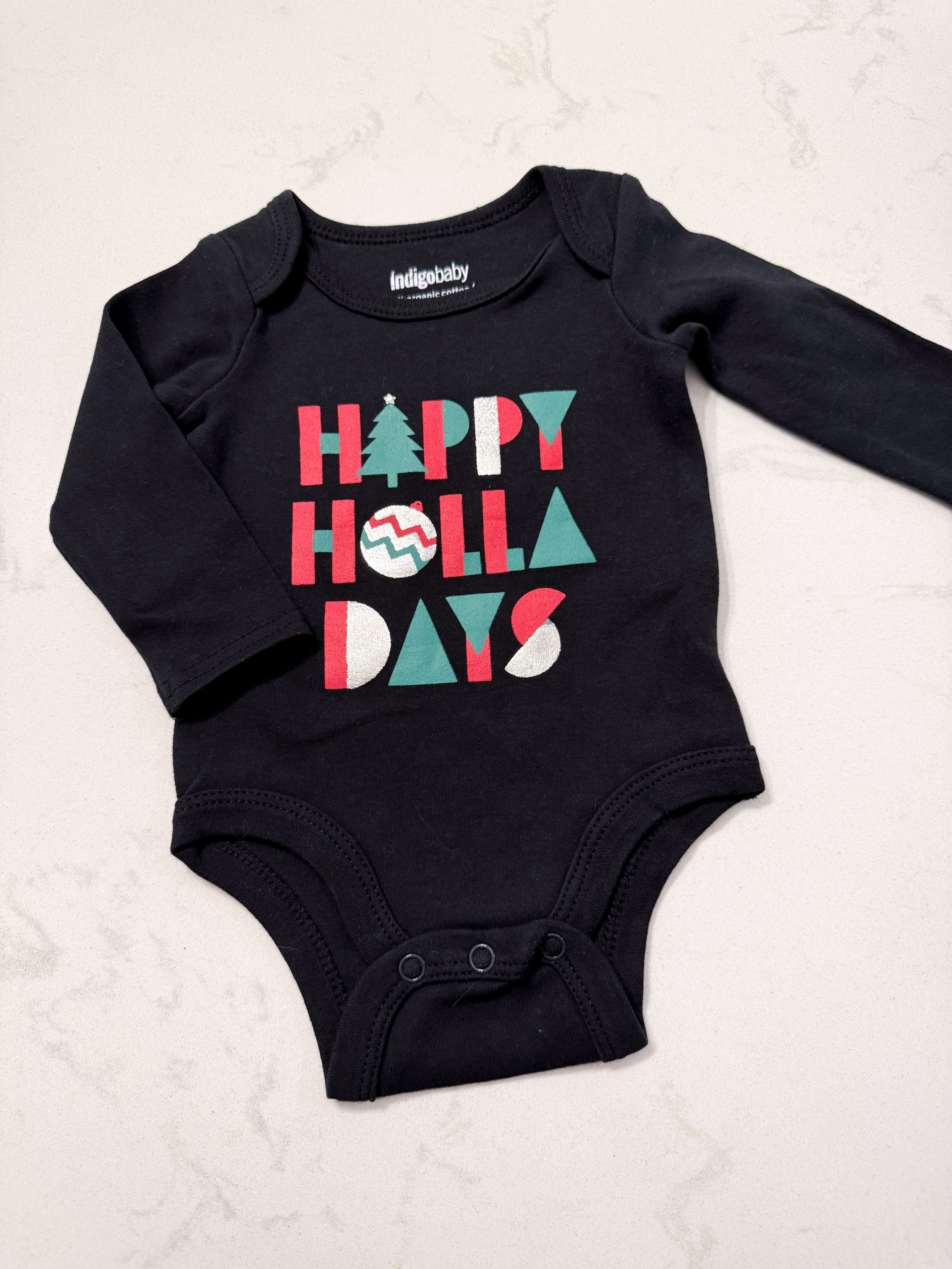 Indigo Baby- 0-3m- BNWT- black long sleeve Christmas bodysuit