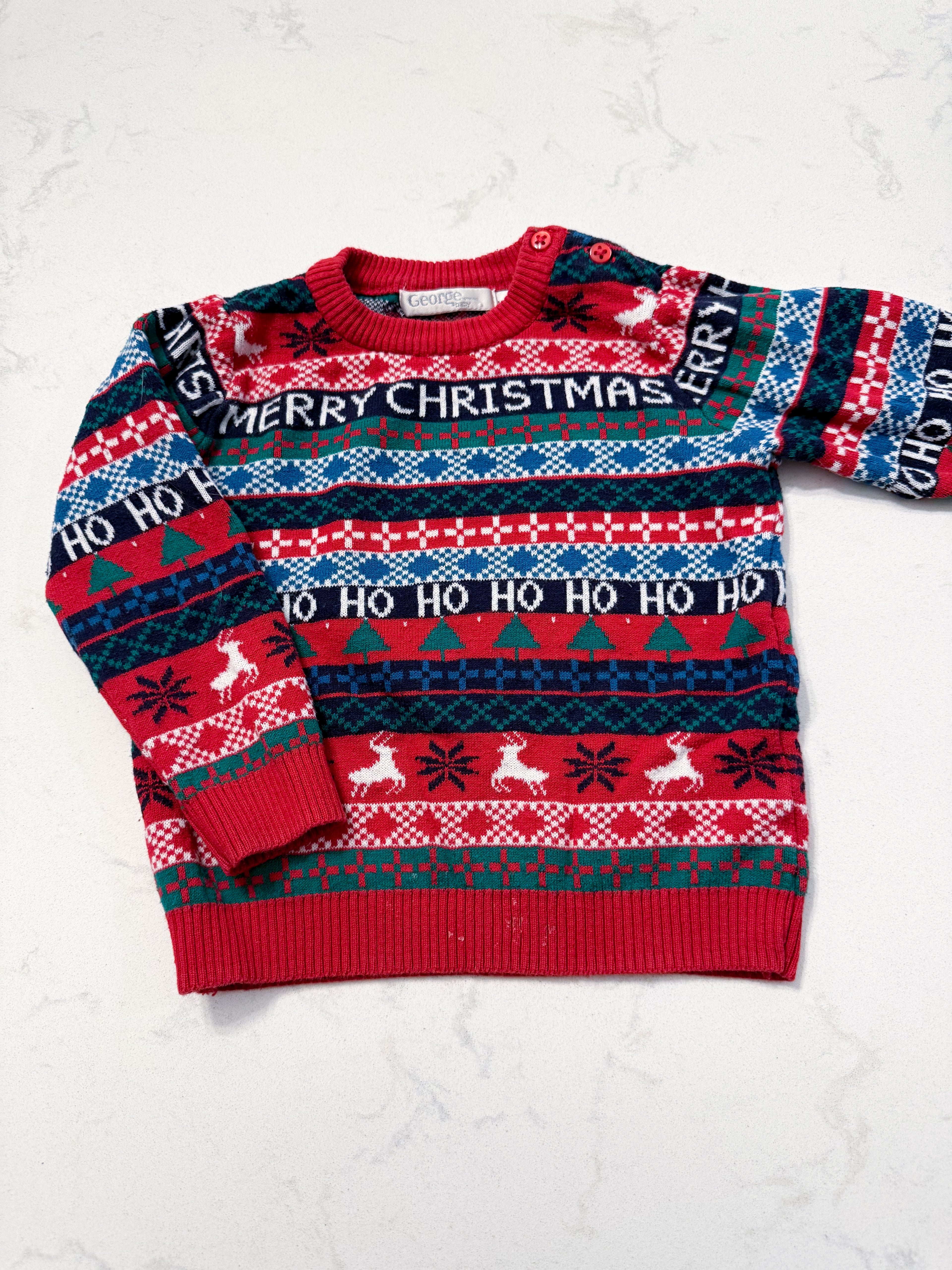 George- 18-24m- VGUC- red knit patterned Christmas sweater