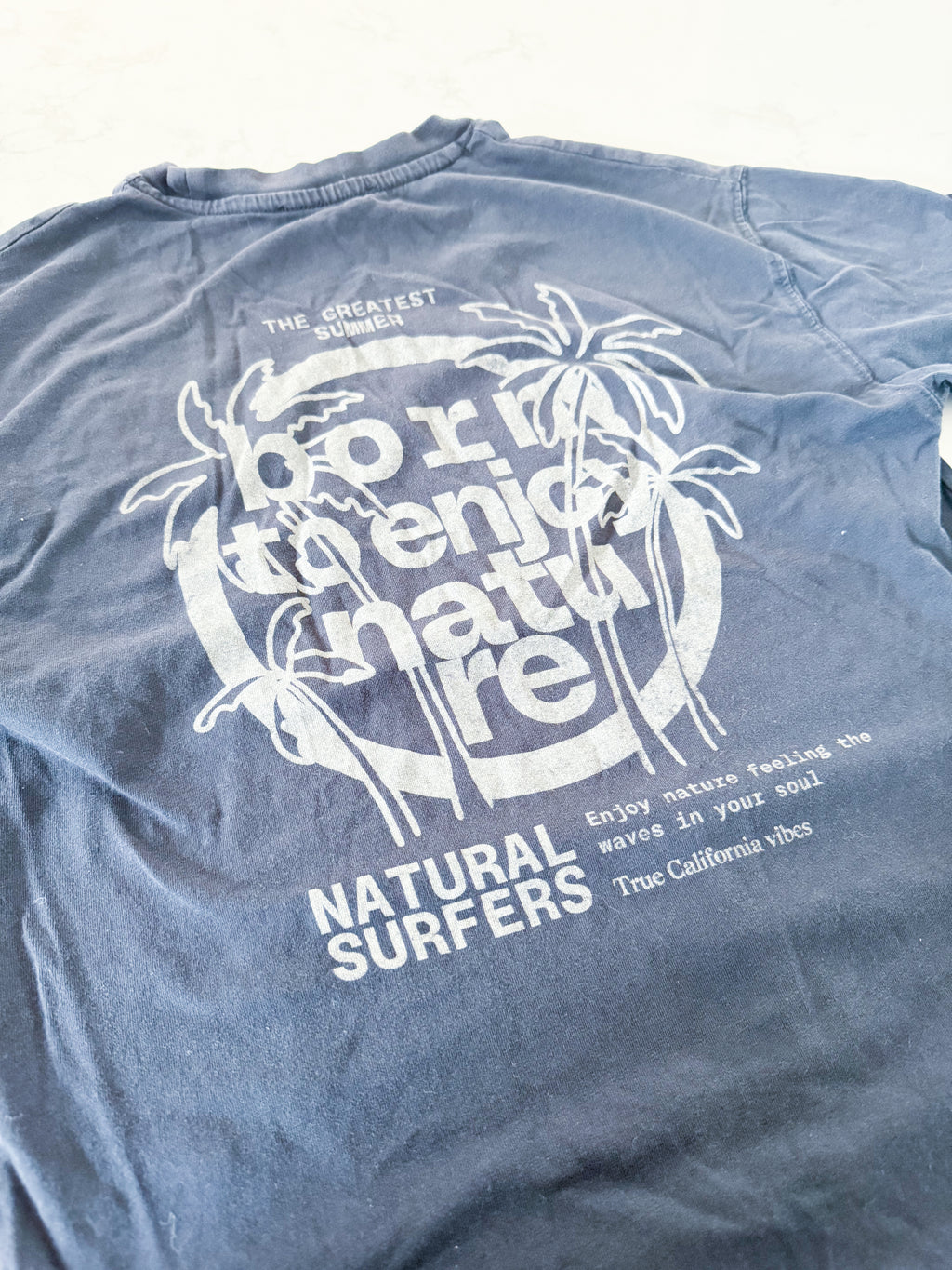 Zara- 9-10Y- PLAYY- dark grey t shirt with surfing graphic on back
