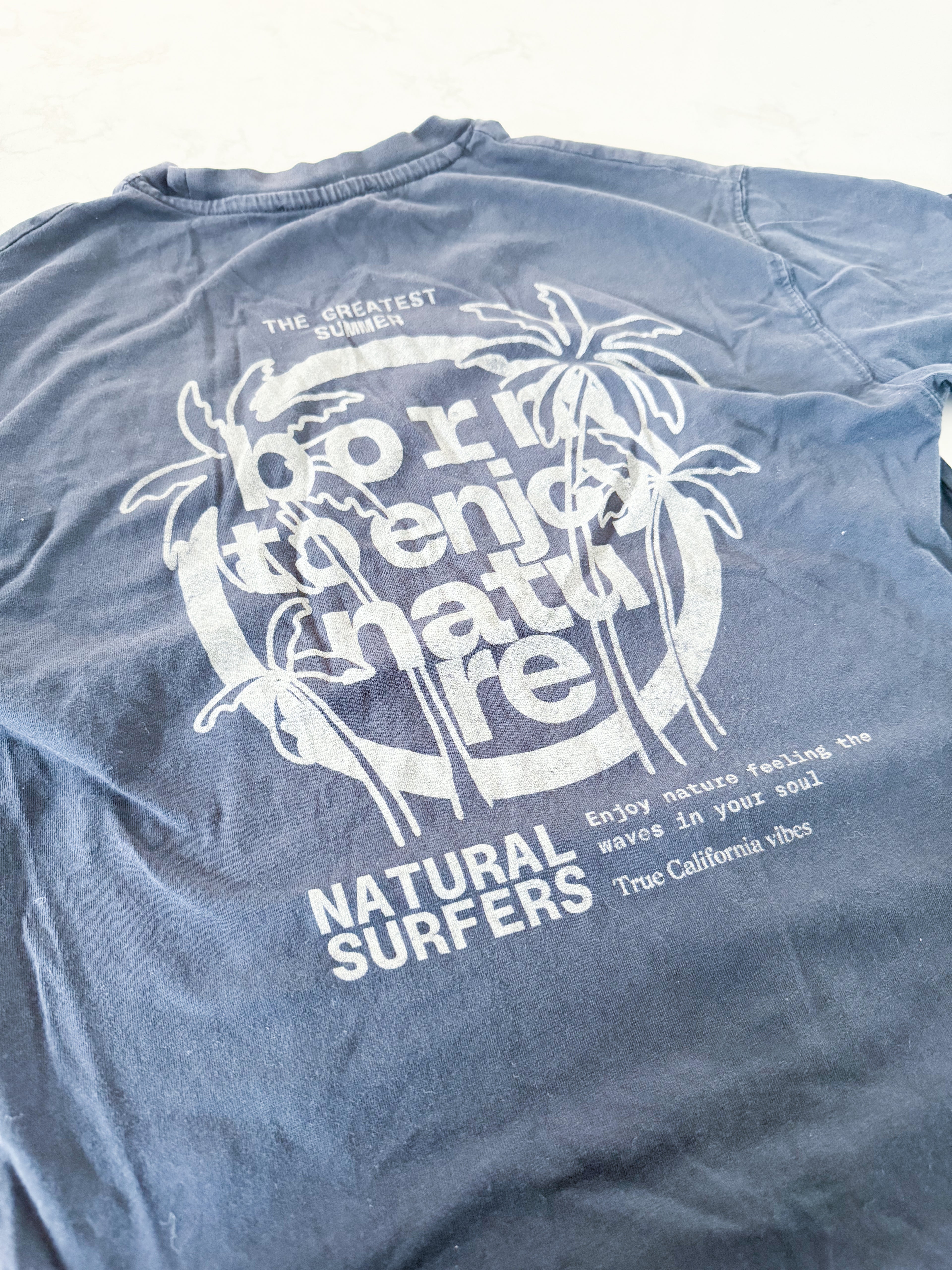 Zara- 9-10Y- PLAYY- dark grey t shirt with surfing graphic on back