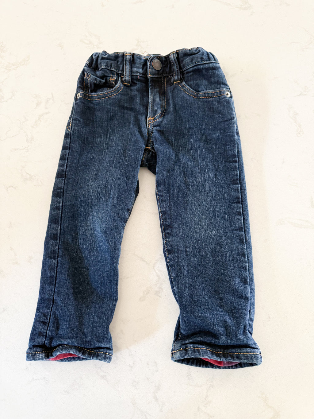 Gap- 2T- GUC- cotton lined adjustable waist jeans