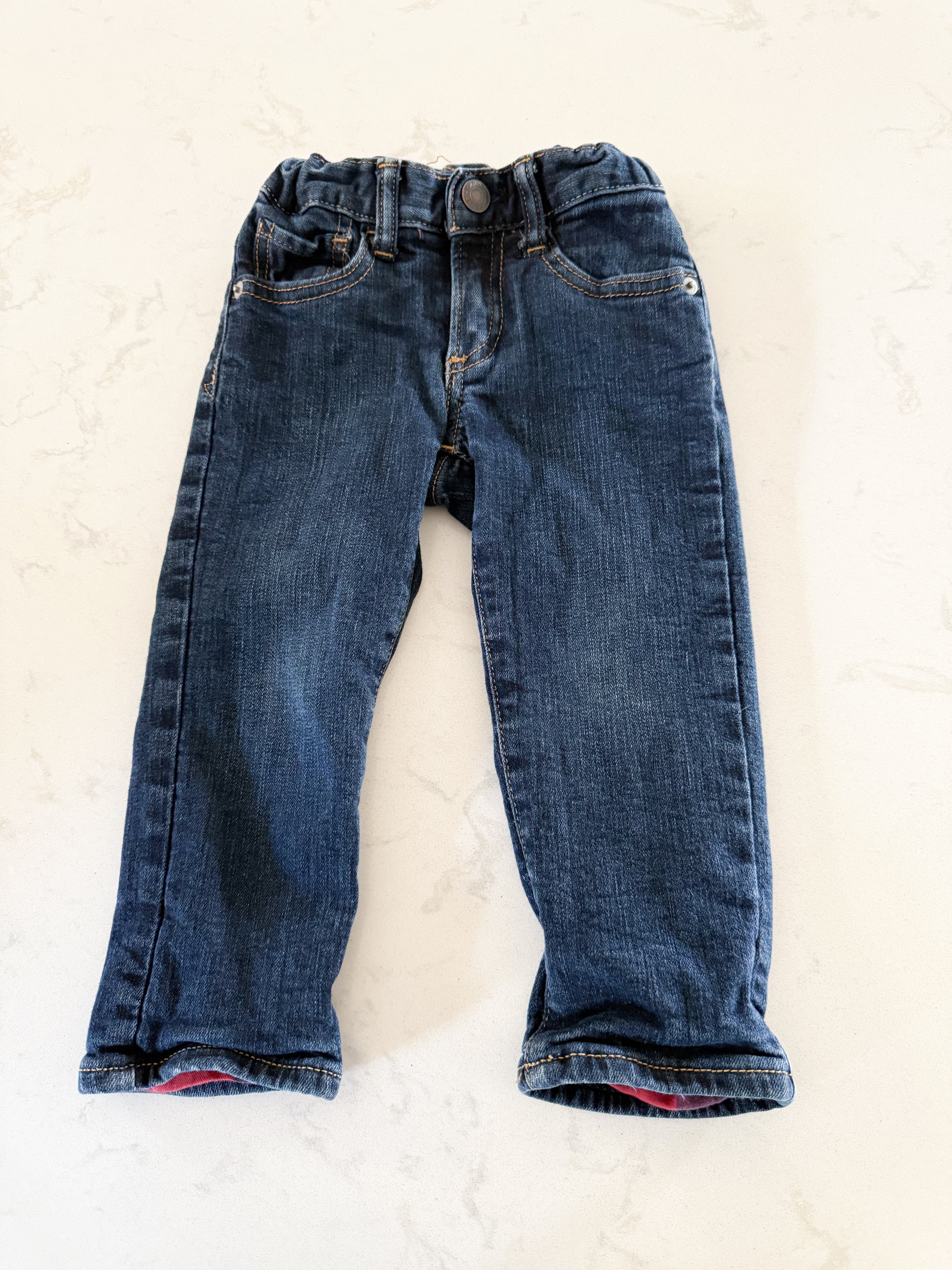 Gap- 2T- GUC- cotton lined adjustable waist jeans