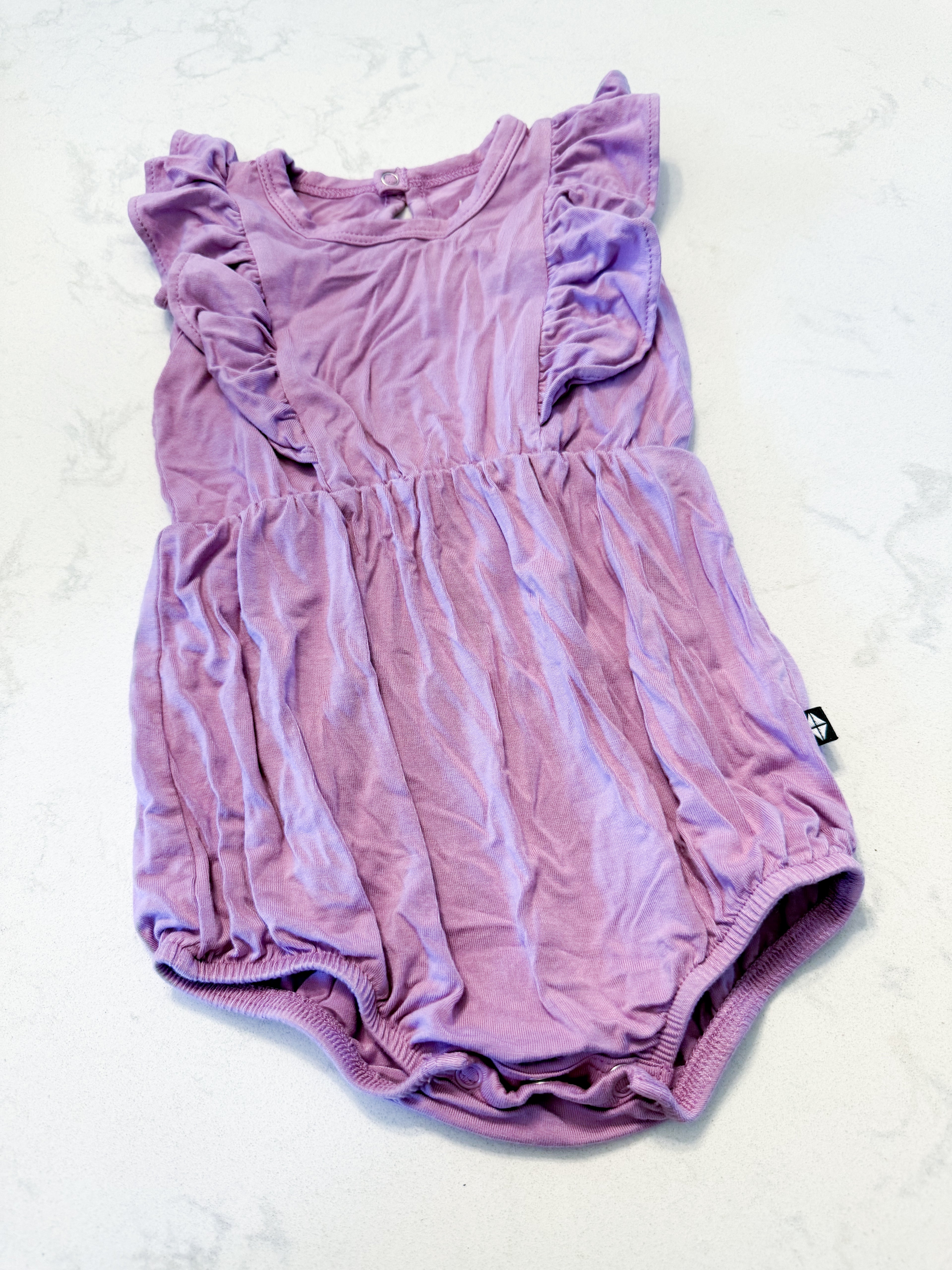 Kyte Baby- 6-12m- VGUC- purple ruffle tank bubble romper