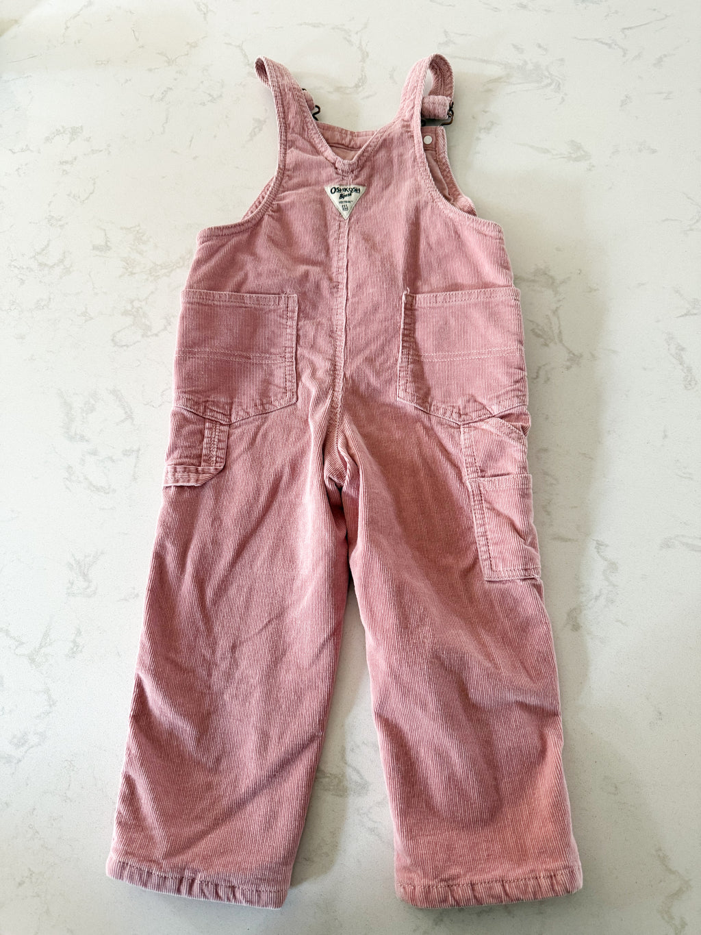 Oshkosh- 3T- GUC- pink corduroy thick overalls