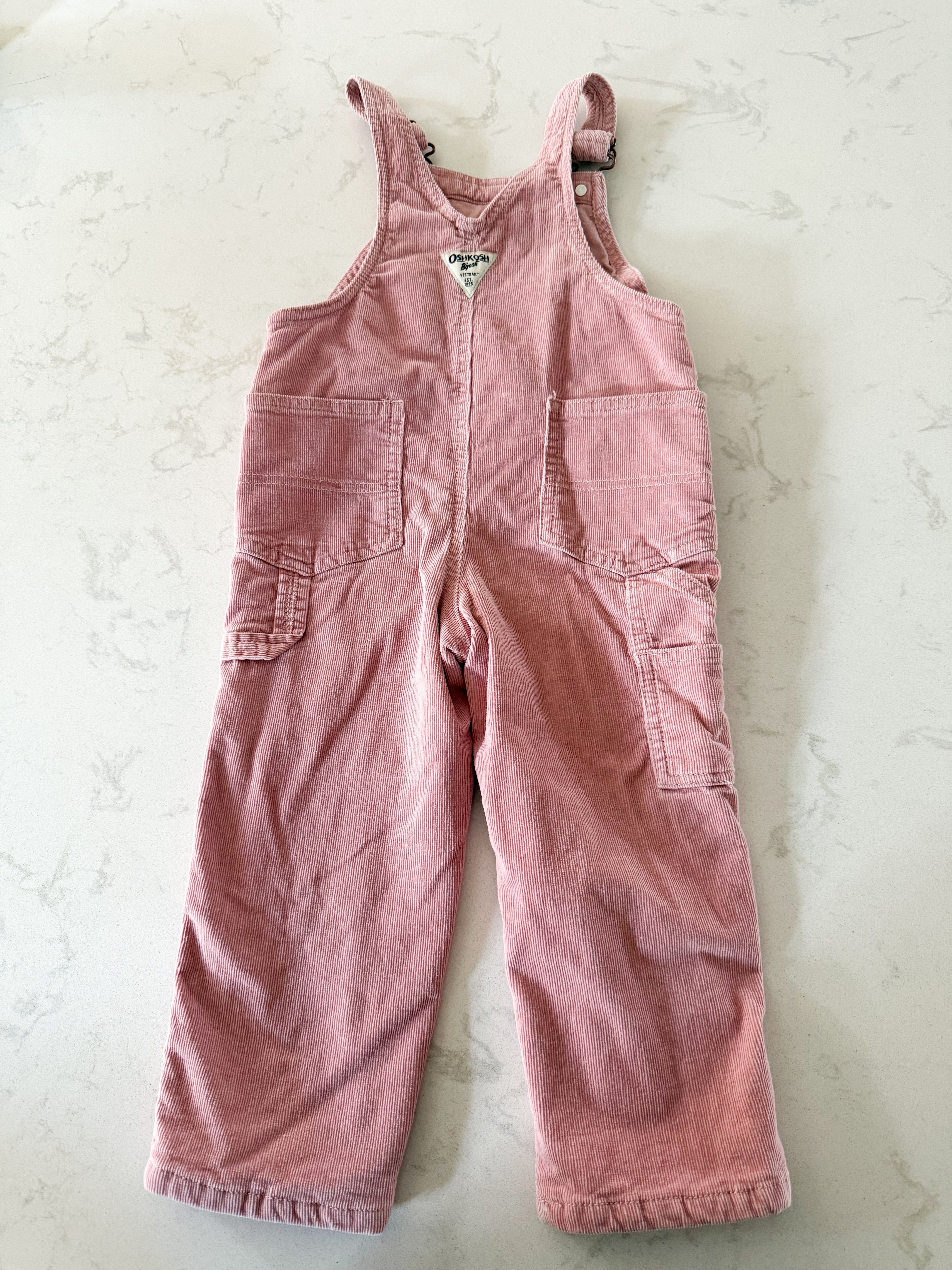 Oshkosh- 3T- GUC- pink corduroy thick overalls
