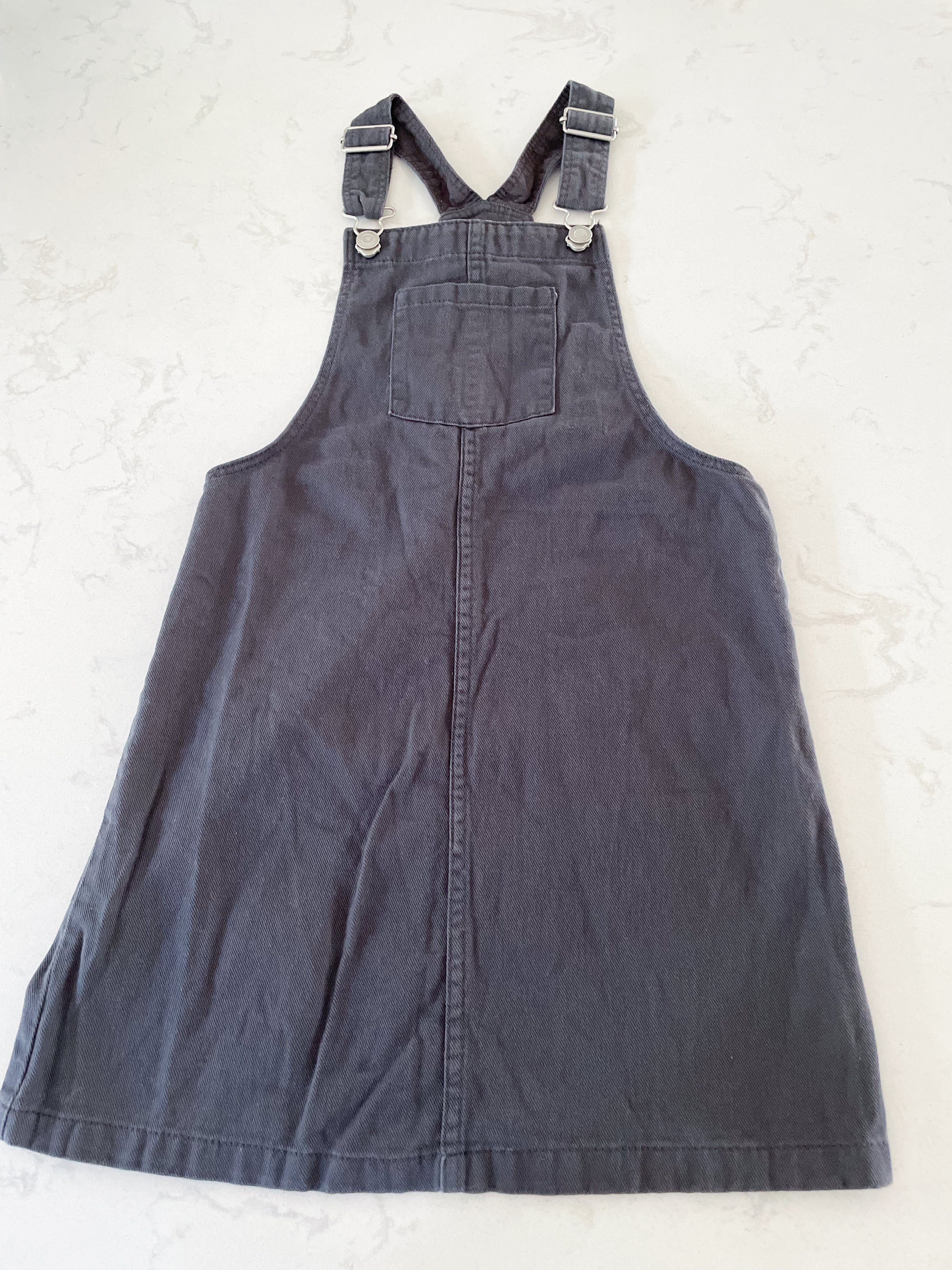 H&M- 10Y- dark grey jean overall dress