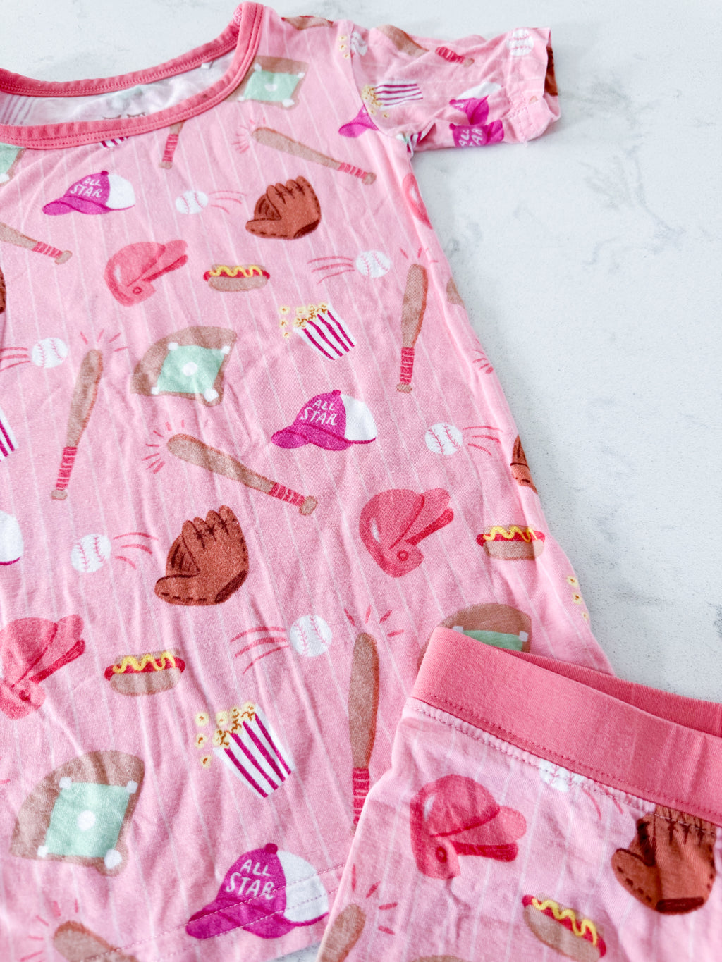 Little Sleepies- 3T- PLAY- pink two piece bamboo Jammies with sports graphics