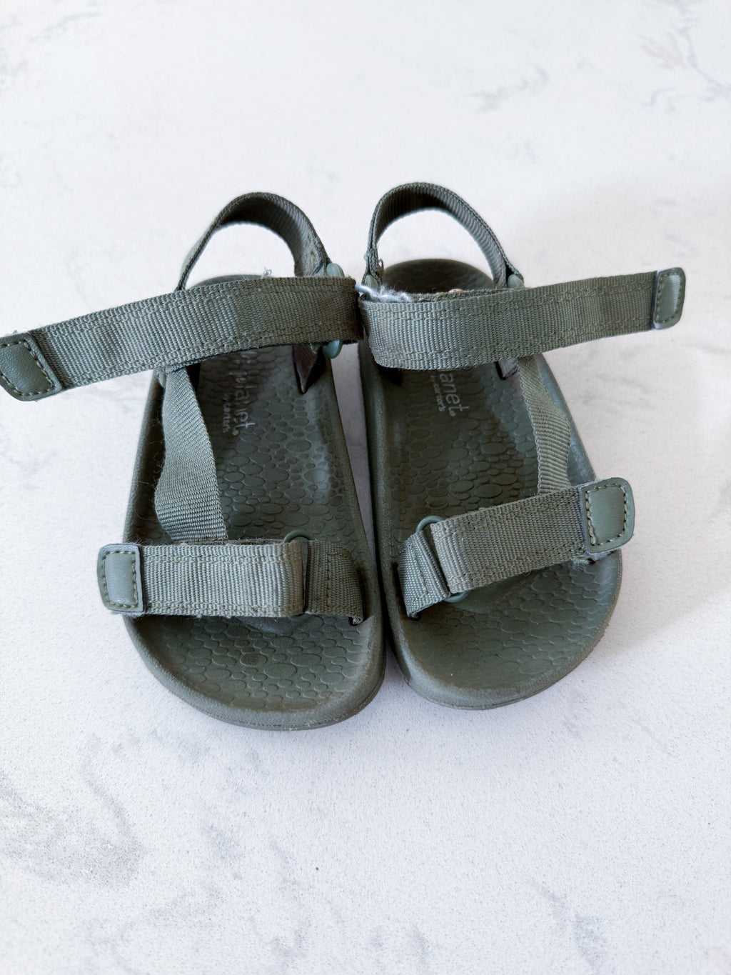 Little Planet by Carters- 6C- GUC- olive green strap sandals
