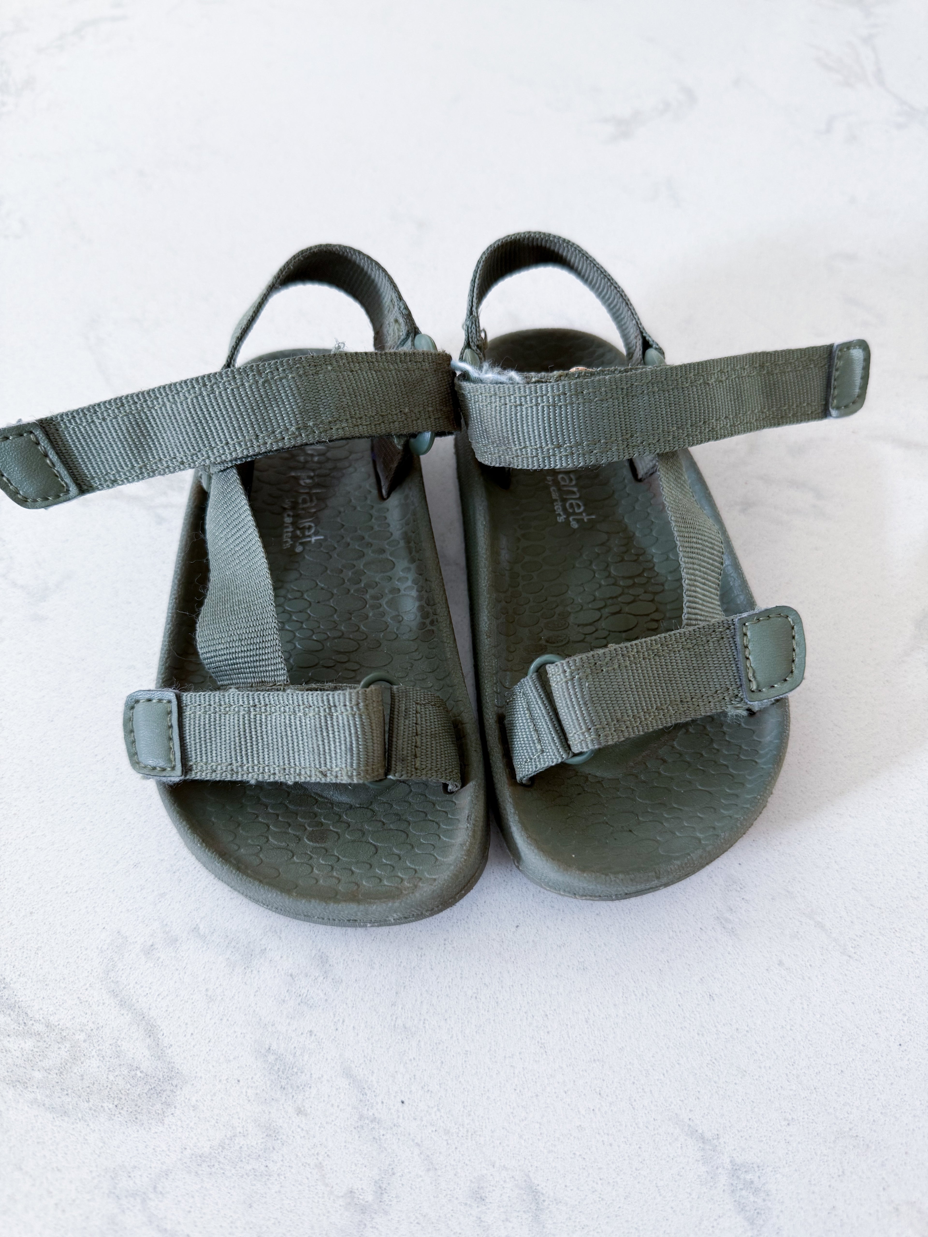 Little Planet by Carters- 6C- GUC- olive green strap sandals