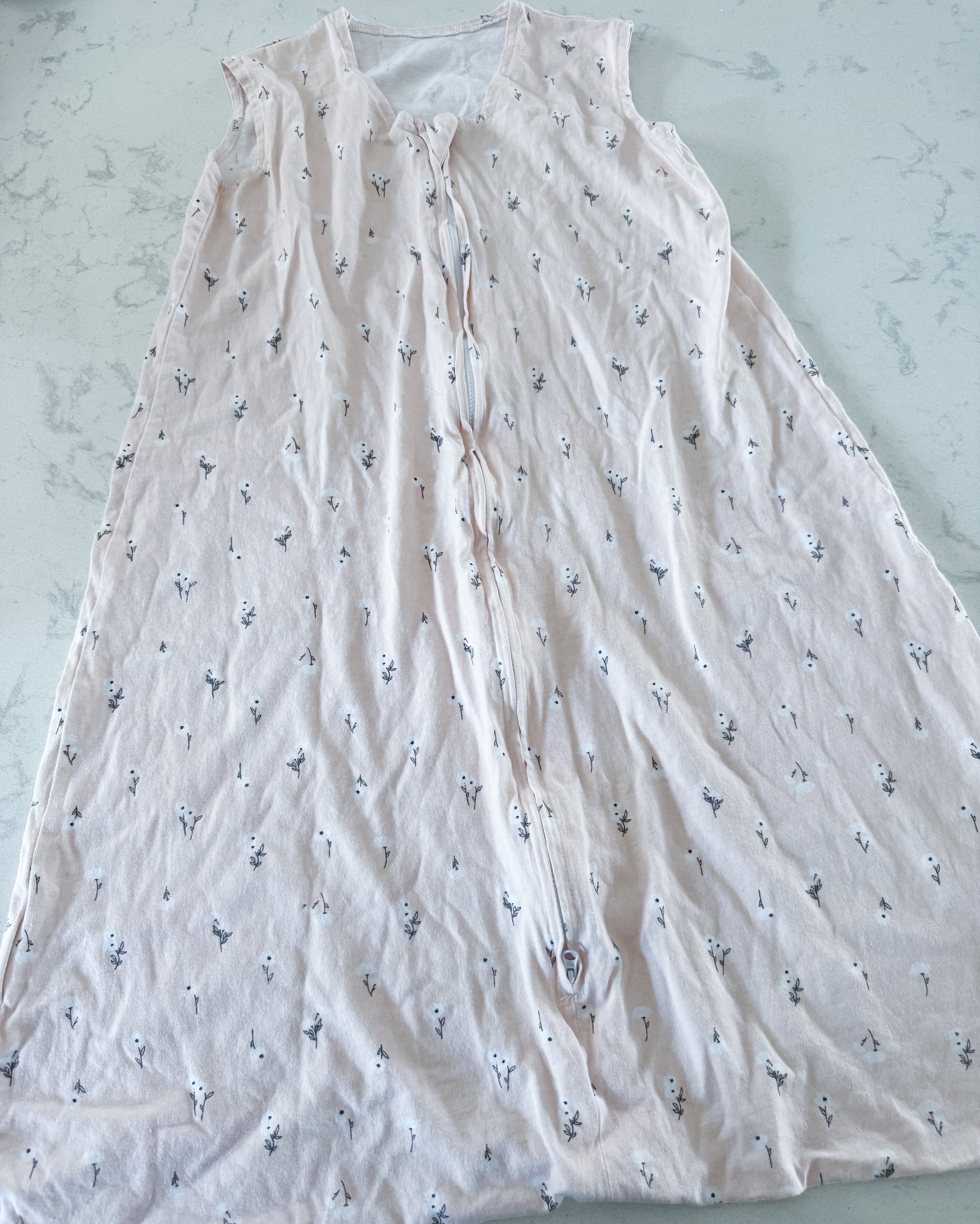 No brand- XL (18-24m)- VGUC- light pink thin sleep sack with tiny white florals