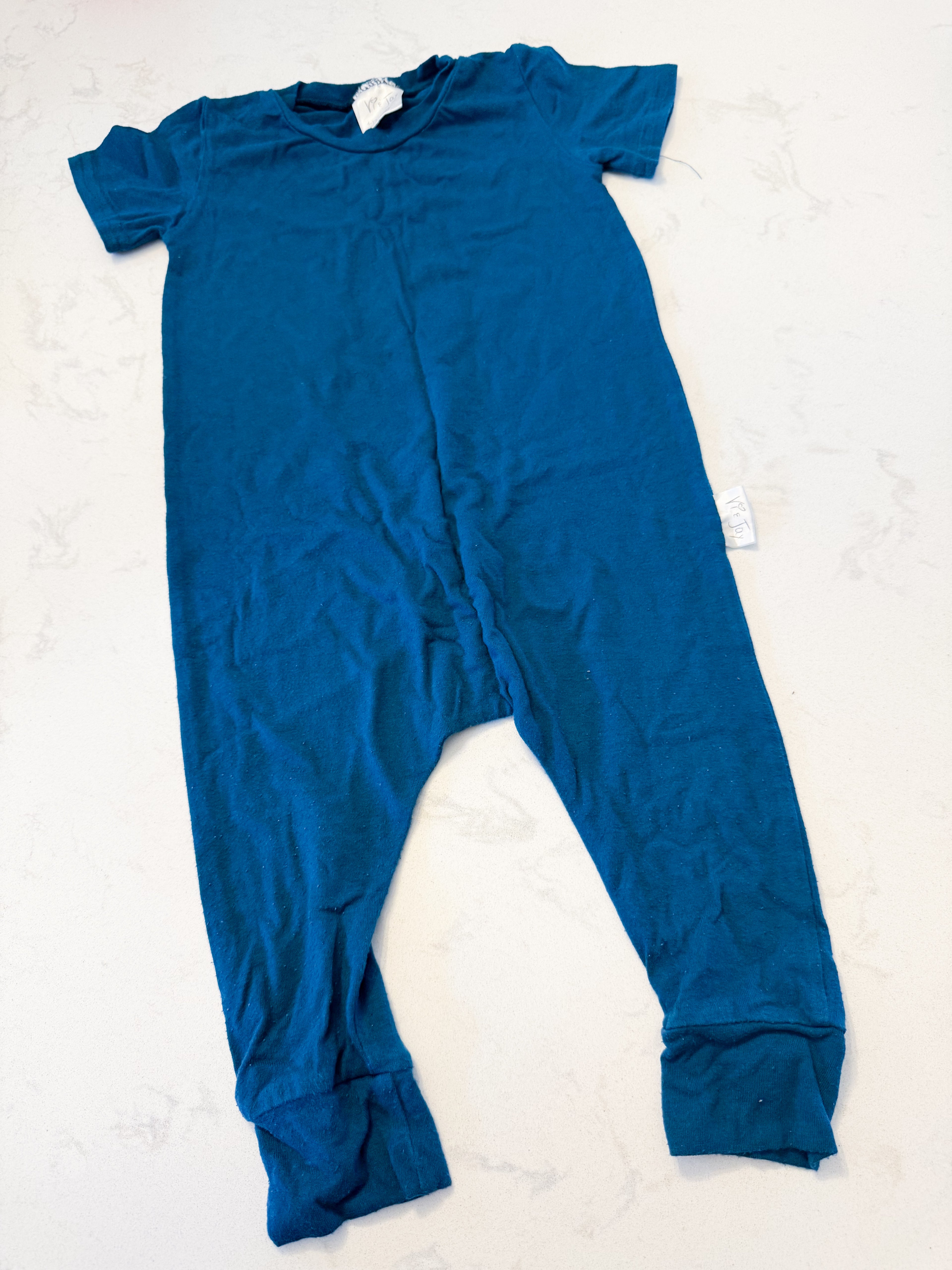 Vi and Jax- 6-12m- Play- dark blue short sleeve romper