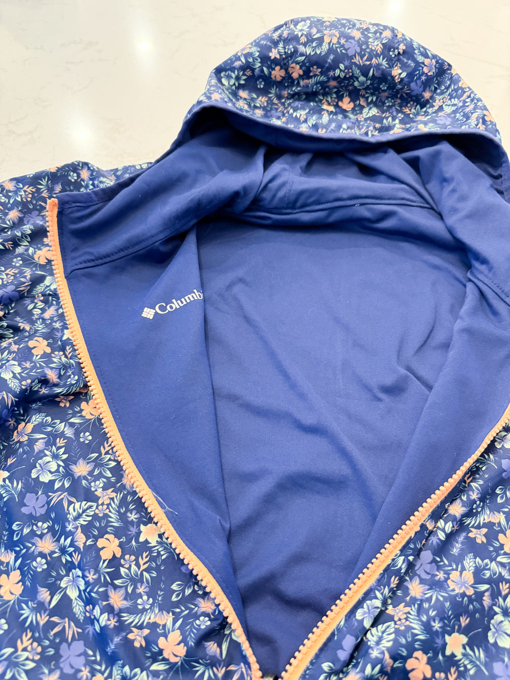 Columbia- 14-16Y- VGUC- Thin double layer reversible windbreaker jacket with floral pattern