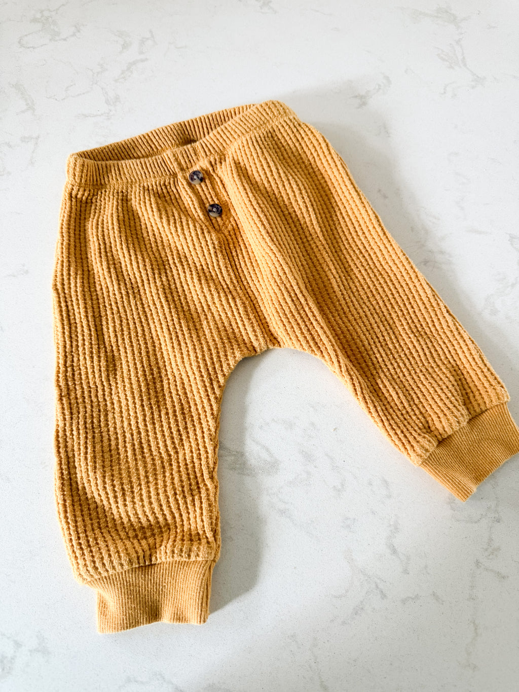 Old Navy- 6-12m- PLAY- mustard yellow waffle knit pants
