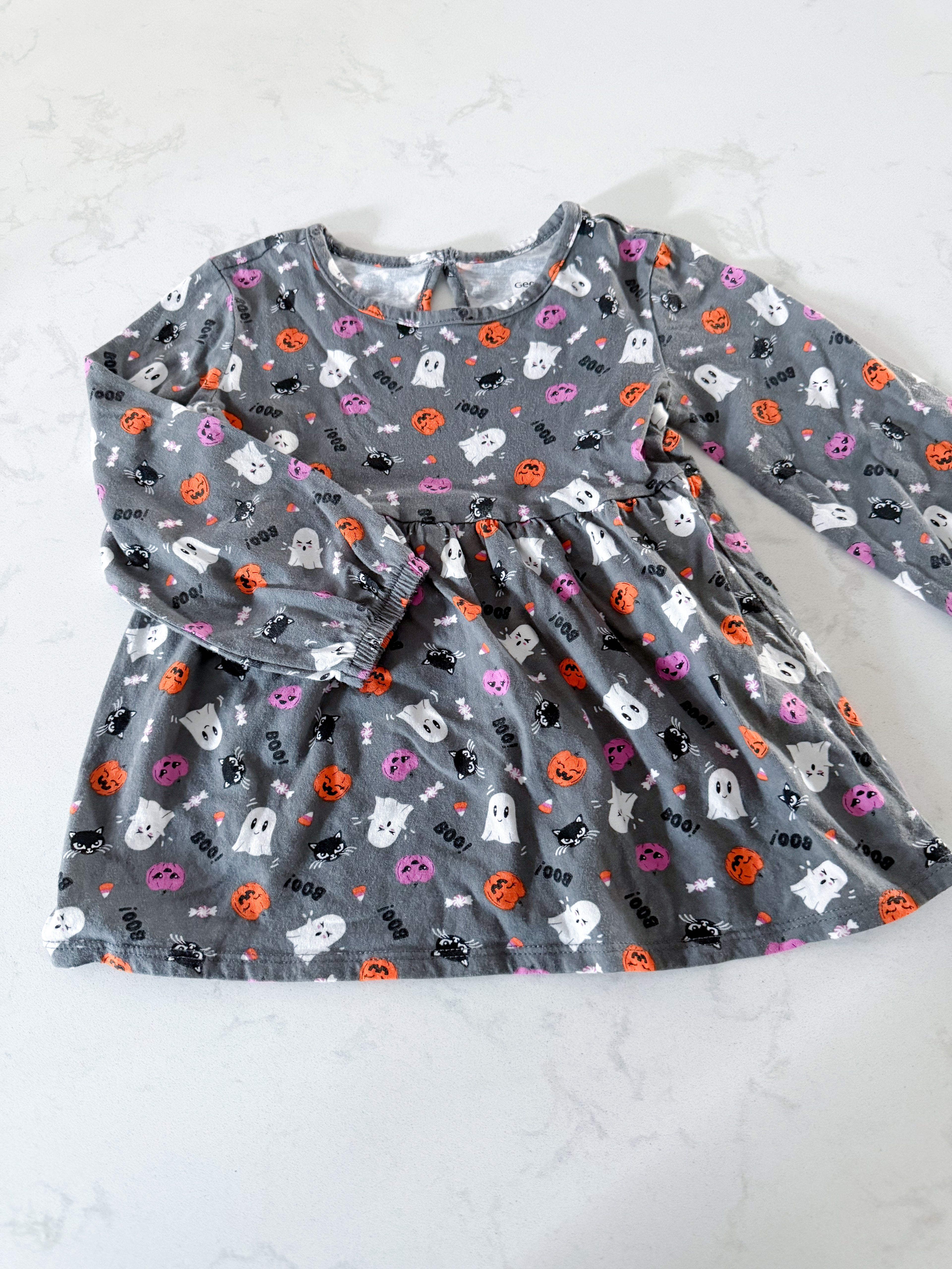George-4T- VGUC- grey dress with Halloween print