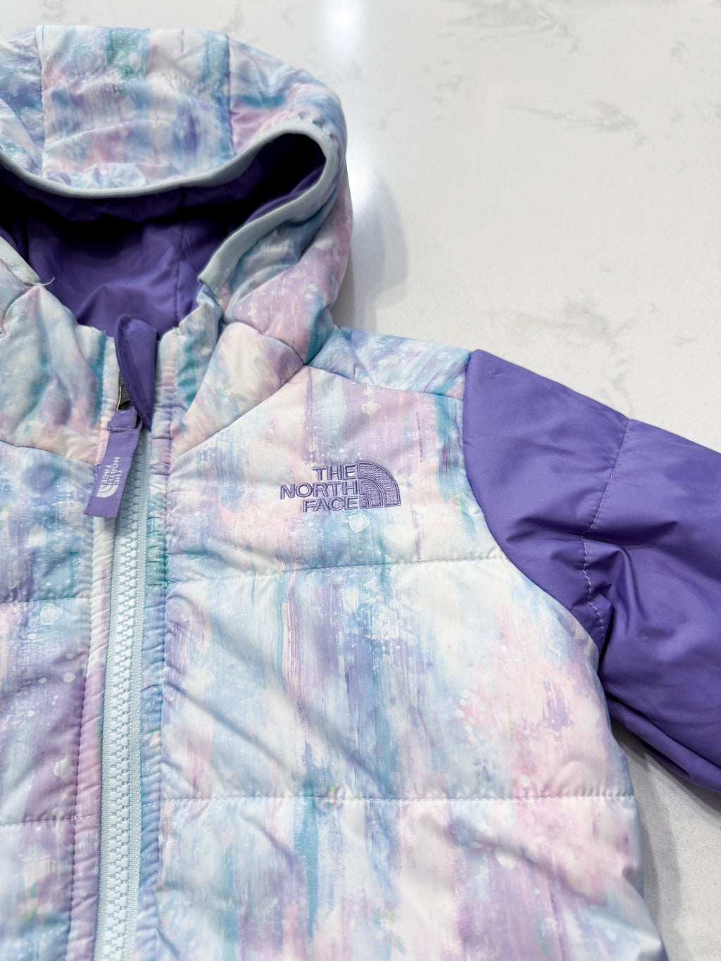 The North Face- 4T- PLAY- purple reversible spring puffer jacket