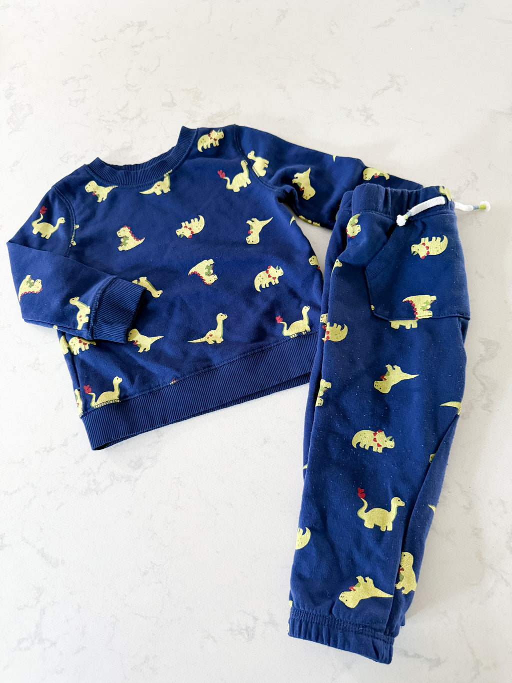 Joe Fresh- 12-18m- PLAY- navy blue matching Dino sweat set