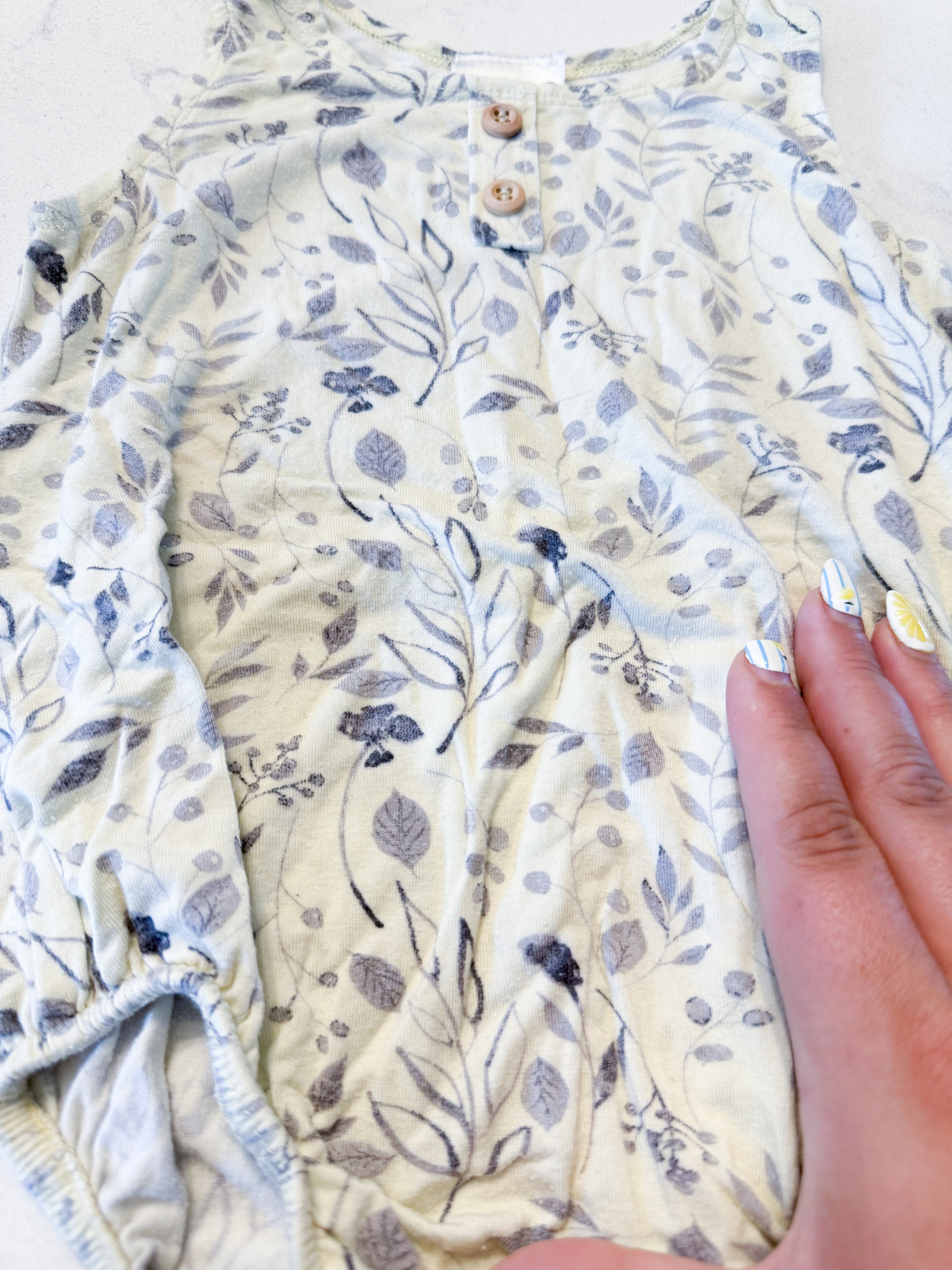 Jax and Lennon- 6-12m- PLAY- cream coloured tank bodysuit with purple florals