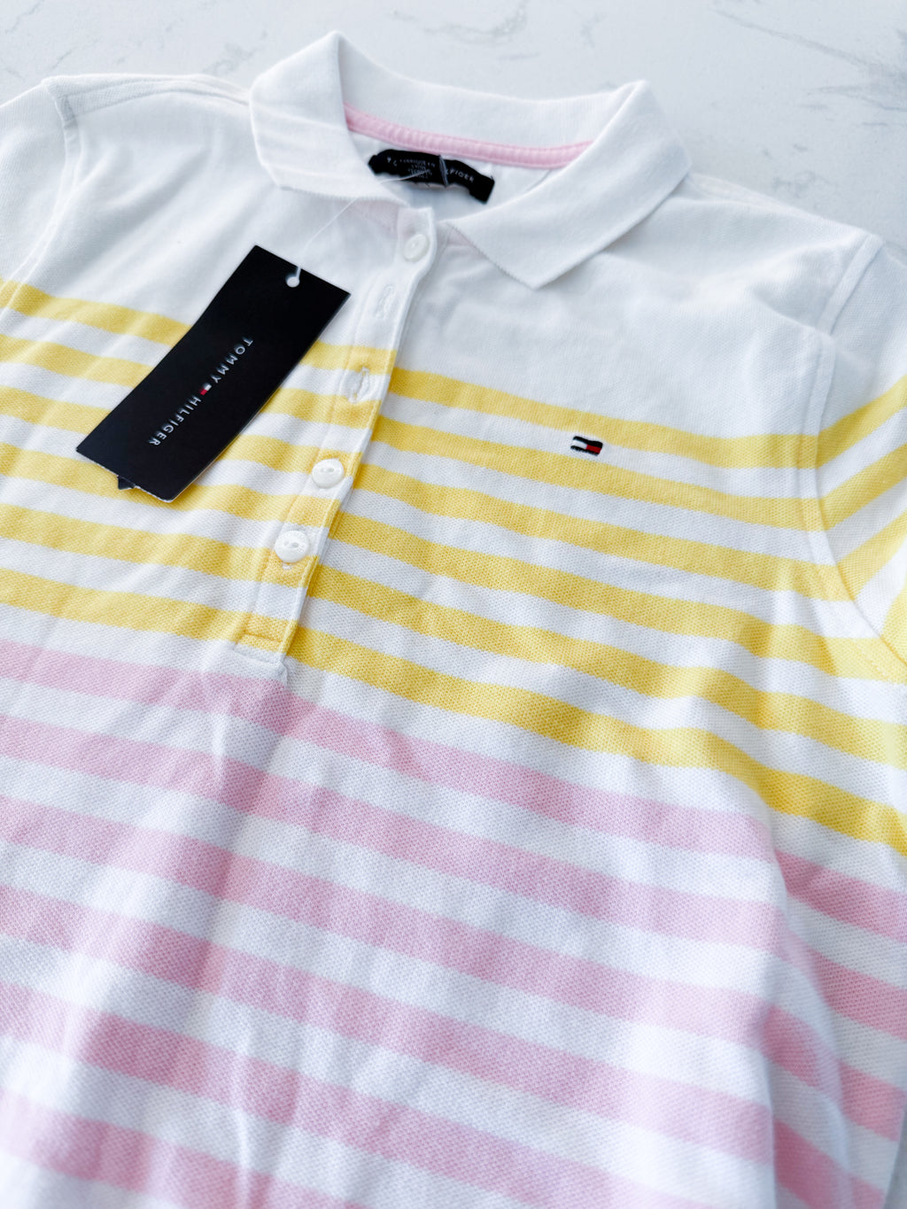 Tommy Hilfiger- 12-14Y- BNWT- yellow and pink polo dress