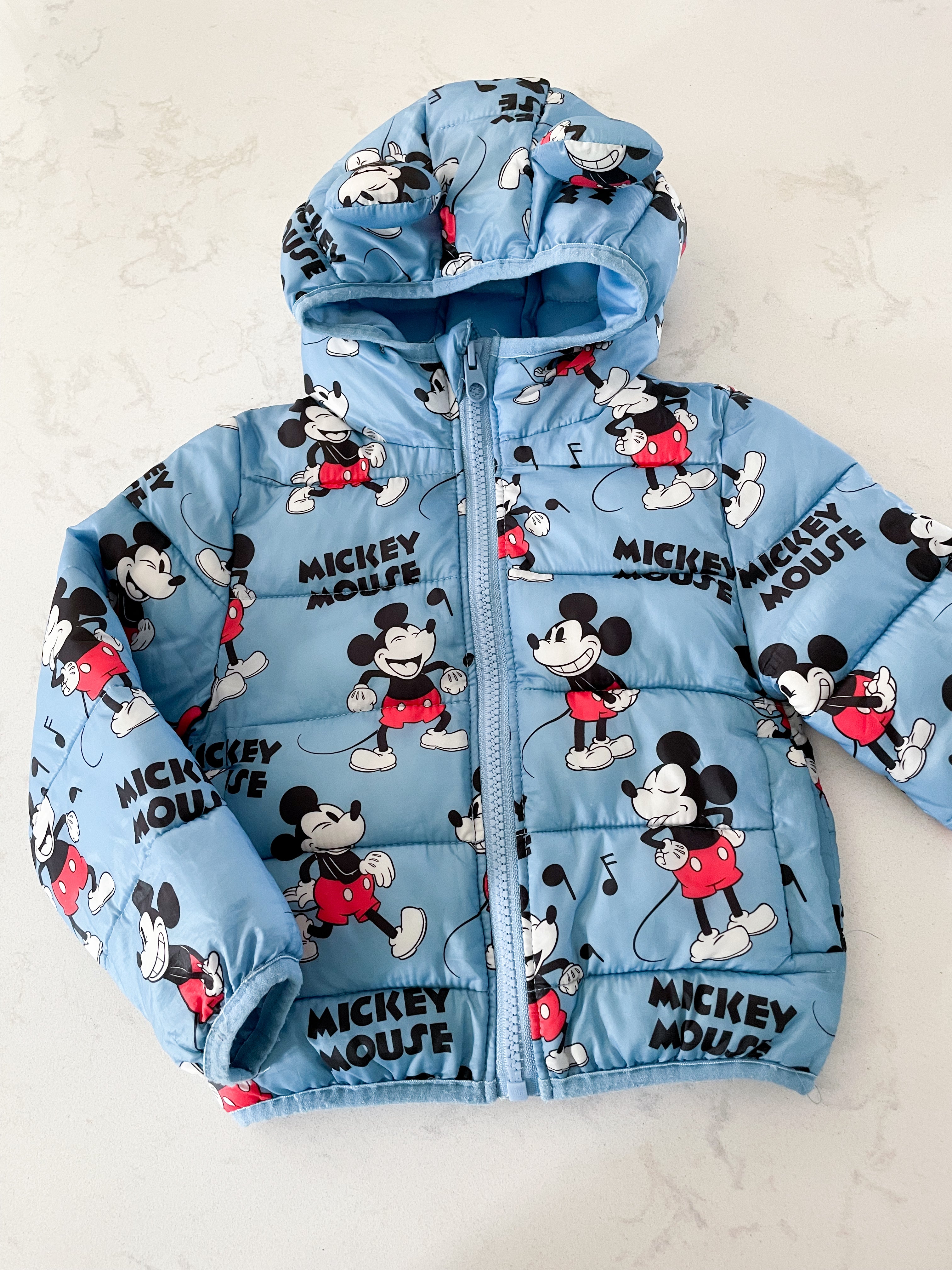 Disney Baby-12-18m-GUC- blue Mickey puffer jacket
