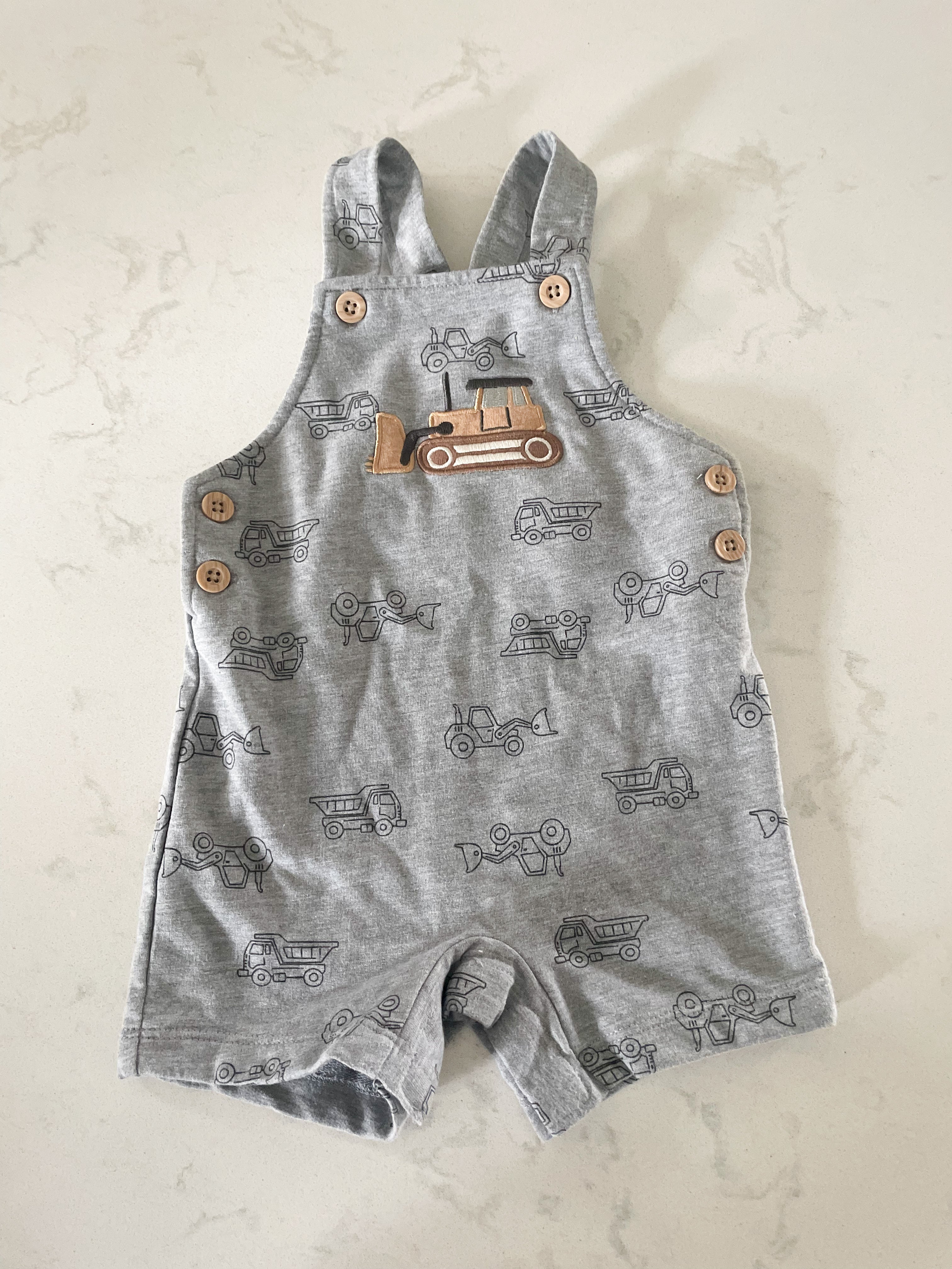 Pekkle-9m-GUC- Grey overalls with embroidered bulldozer