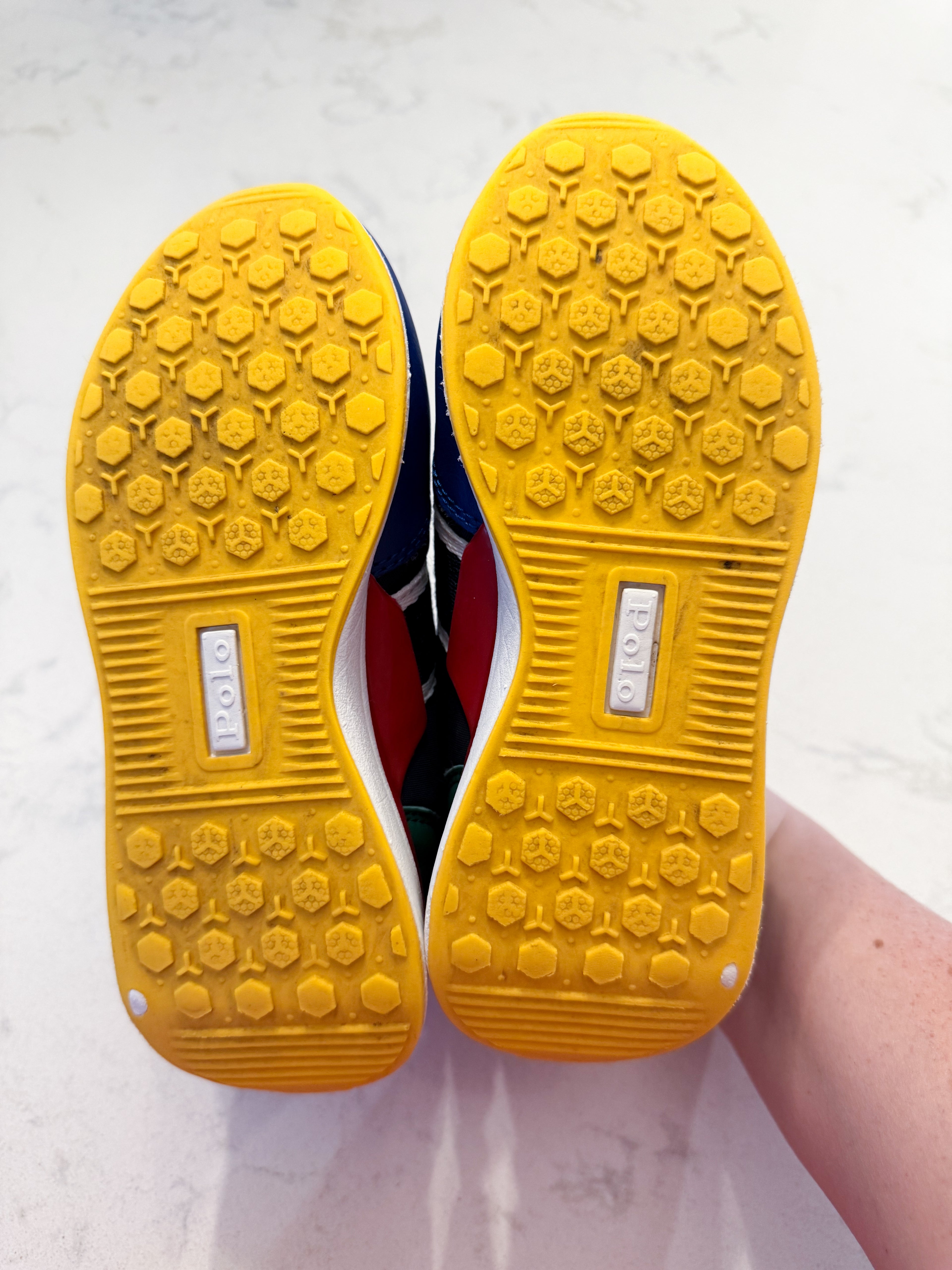 Ralph Lauren- 12C- GUC- primary colour shoes with elastic laces and Velcro strap