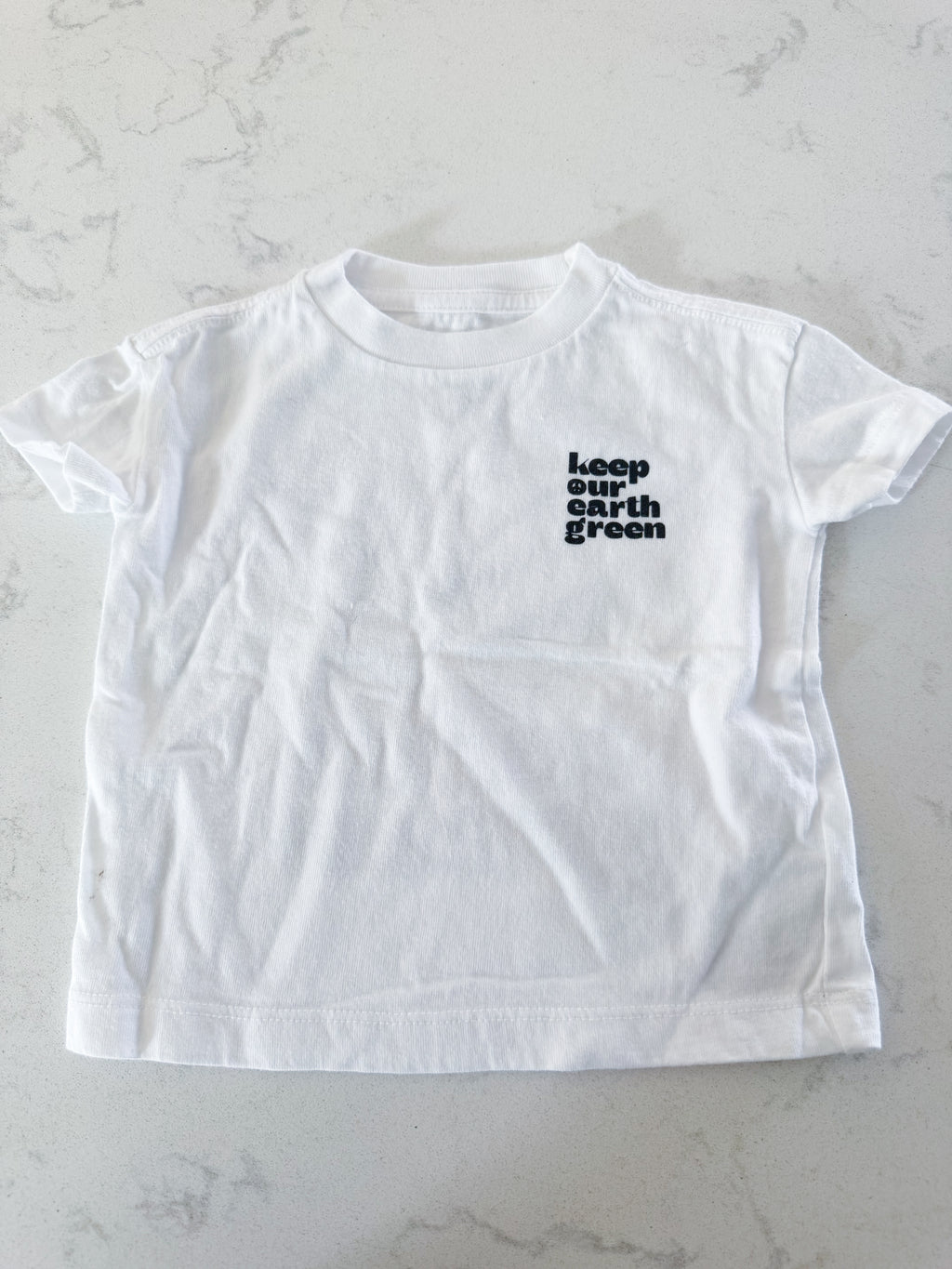 Baby Gap- 6-12m- PLAY- white t shirt with keep our earth green graphic