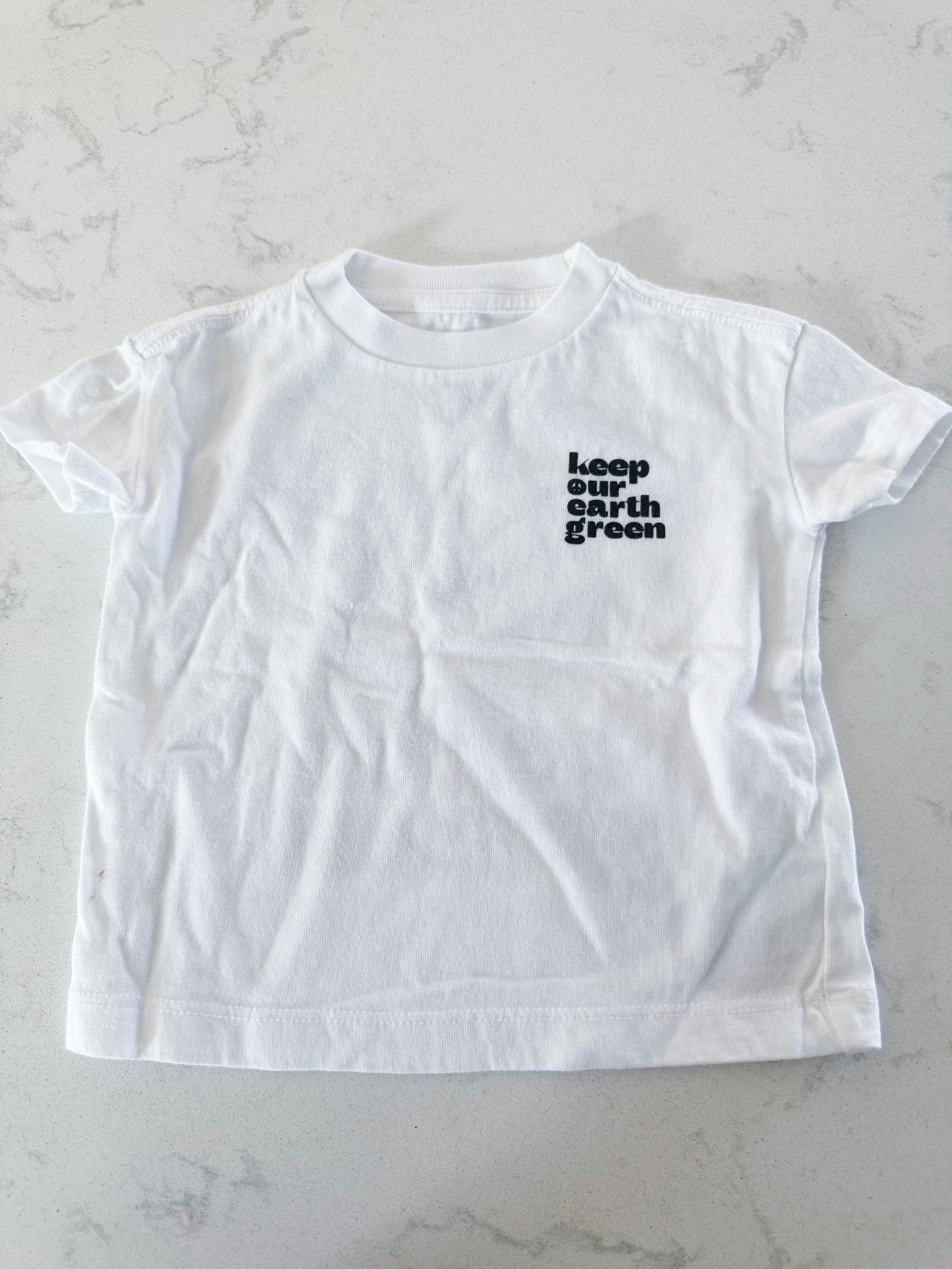 Baby Gap- 6-12m- PLAY- white t shirt with keep our earth green graphic