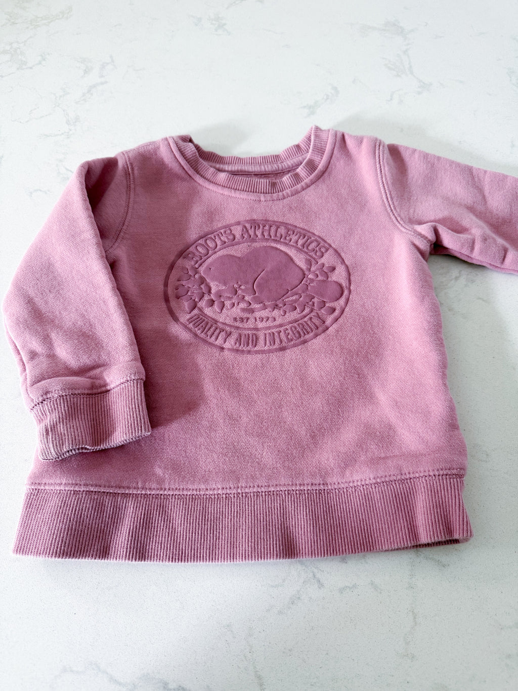 Roots- 18-24m- PLAY- dusty purple crewneck with roots logo