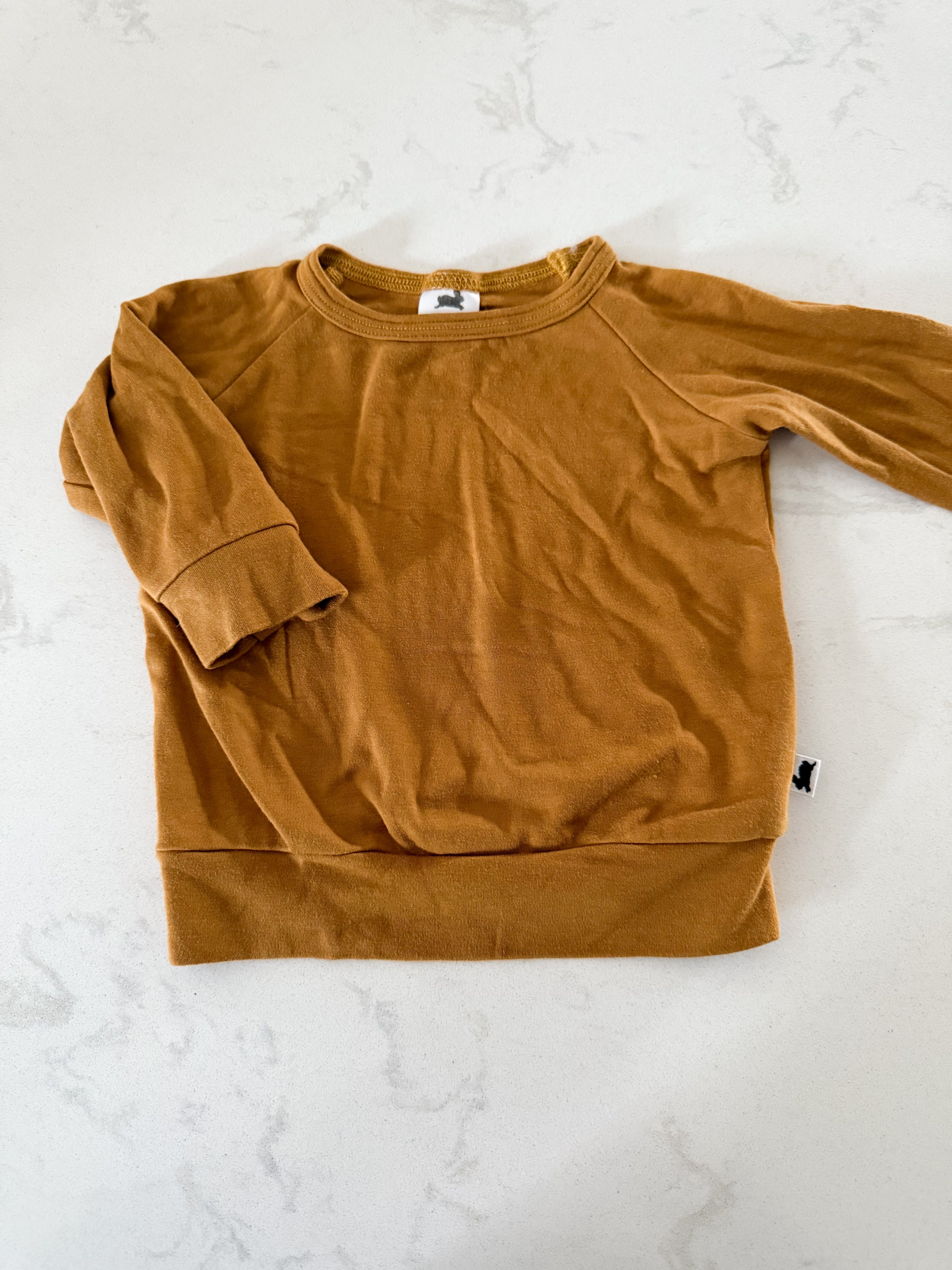 Little and Lively- 0-6m- GUC- brown bamboo crewneck